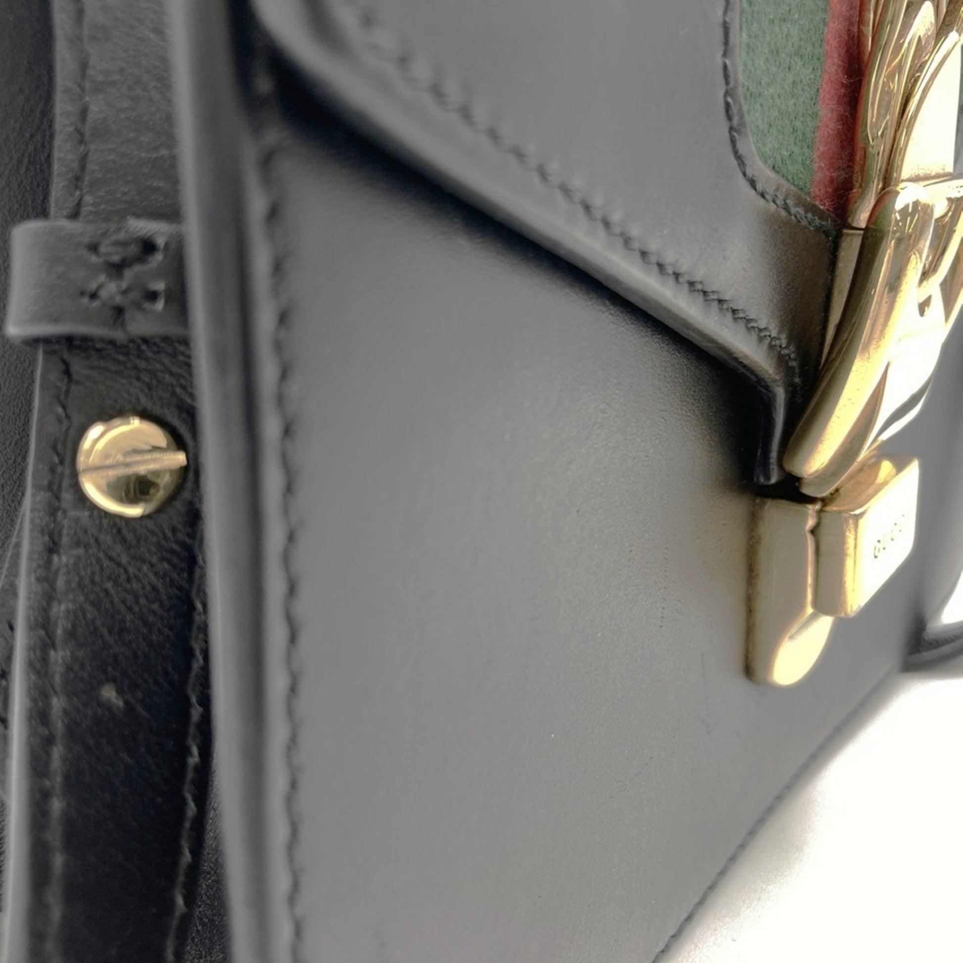 Gucci Sherry Line Black Leather Shoulder Bag