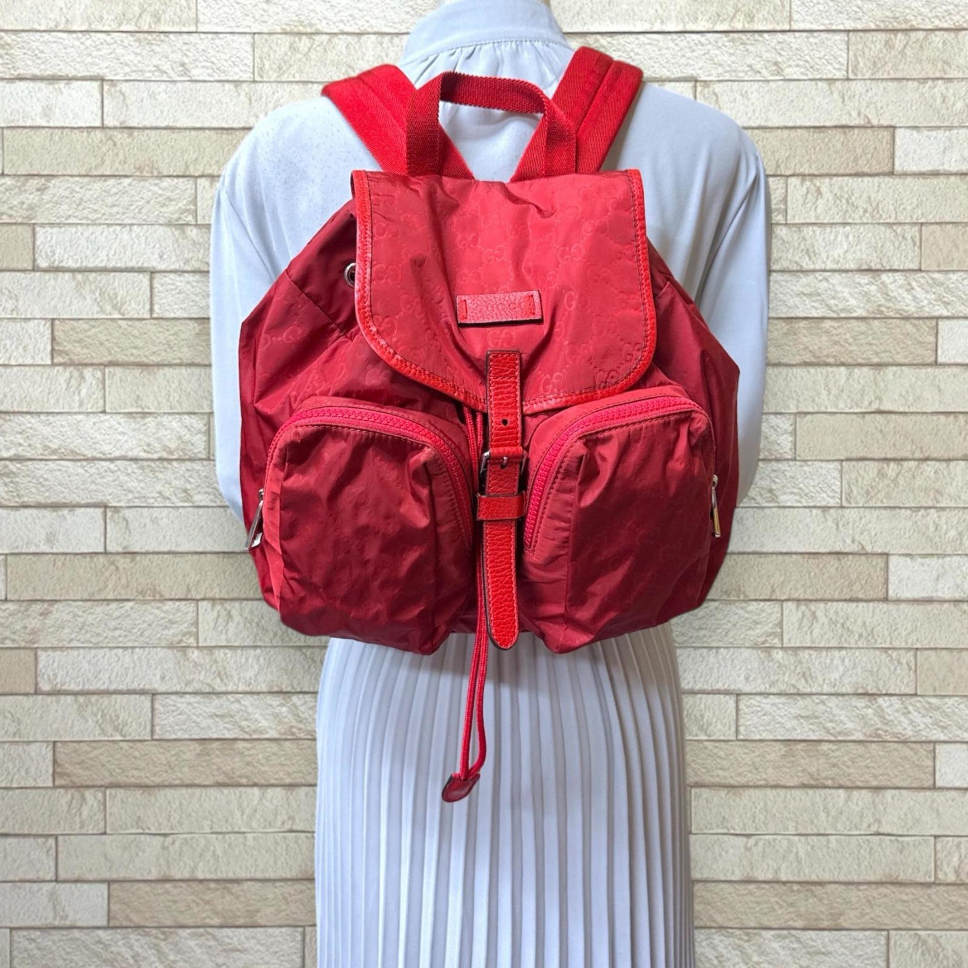 Gucci Red Color Nylon Backpack