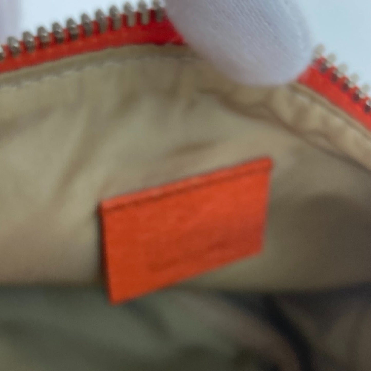 Gucci Beige Orange Leather Canvas Sling Bag