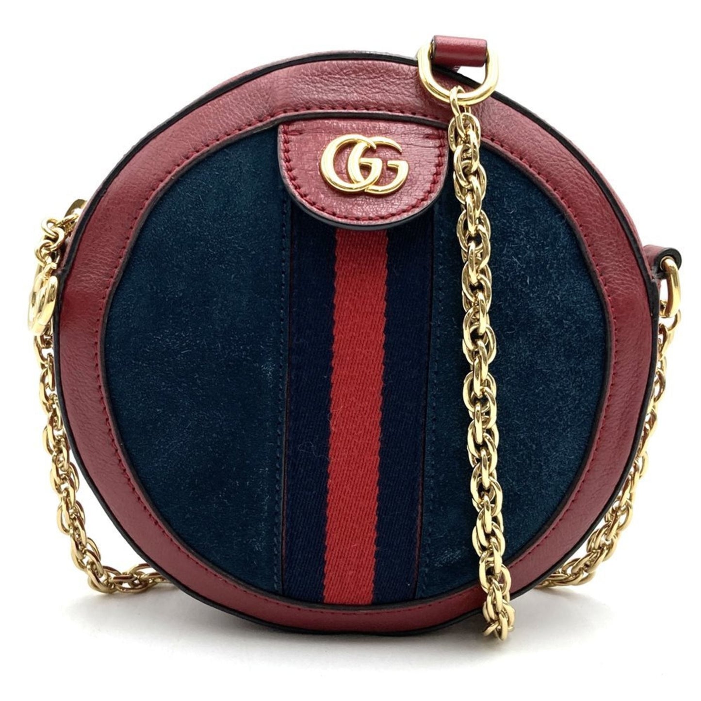 Gucci Gg Marmont Navy Red Color Suede Leather Shoulder Bag