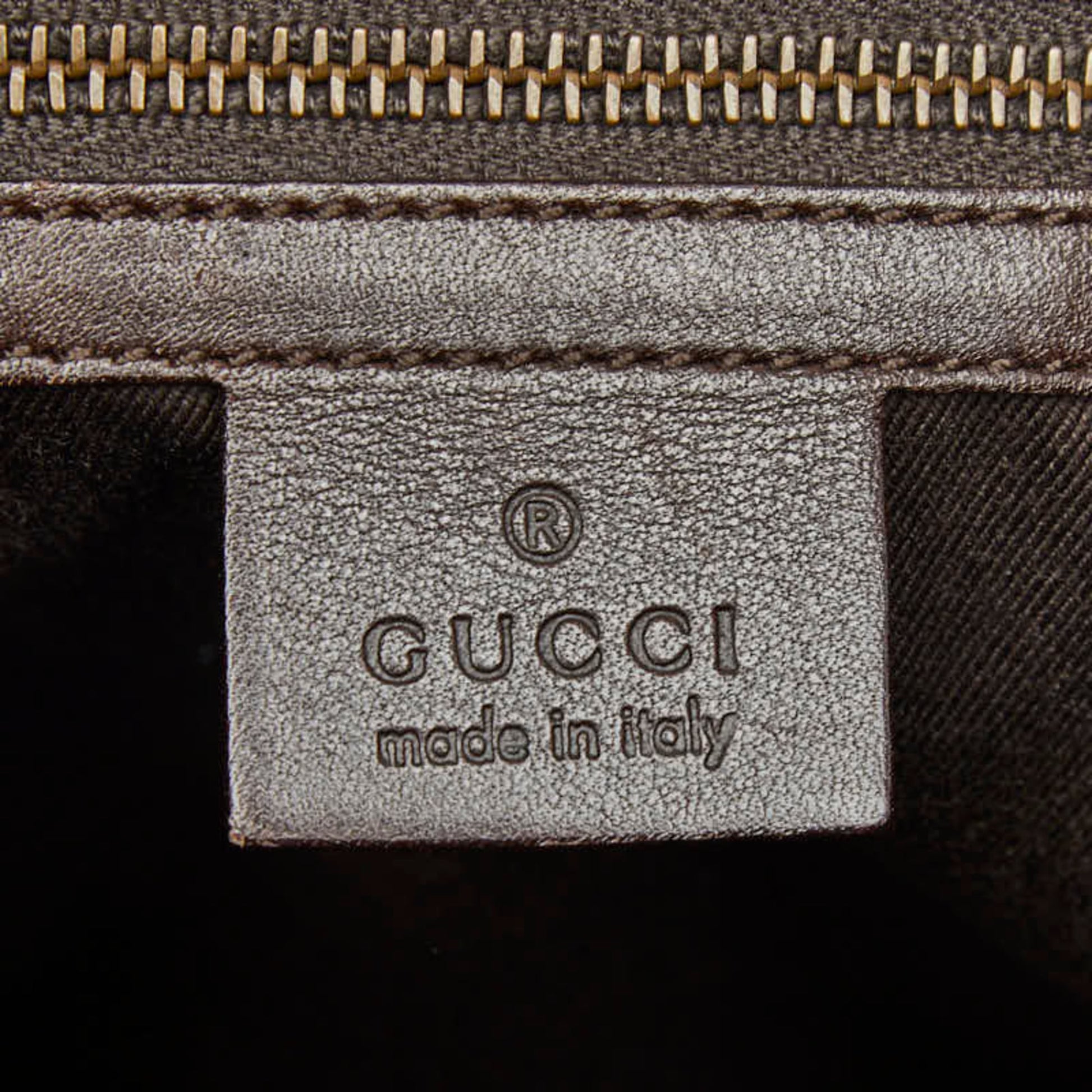 Gucci Beige Brown Canvas Leather Shoulder Bag Tote Bag