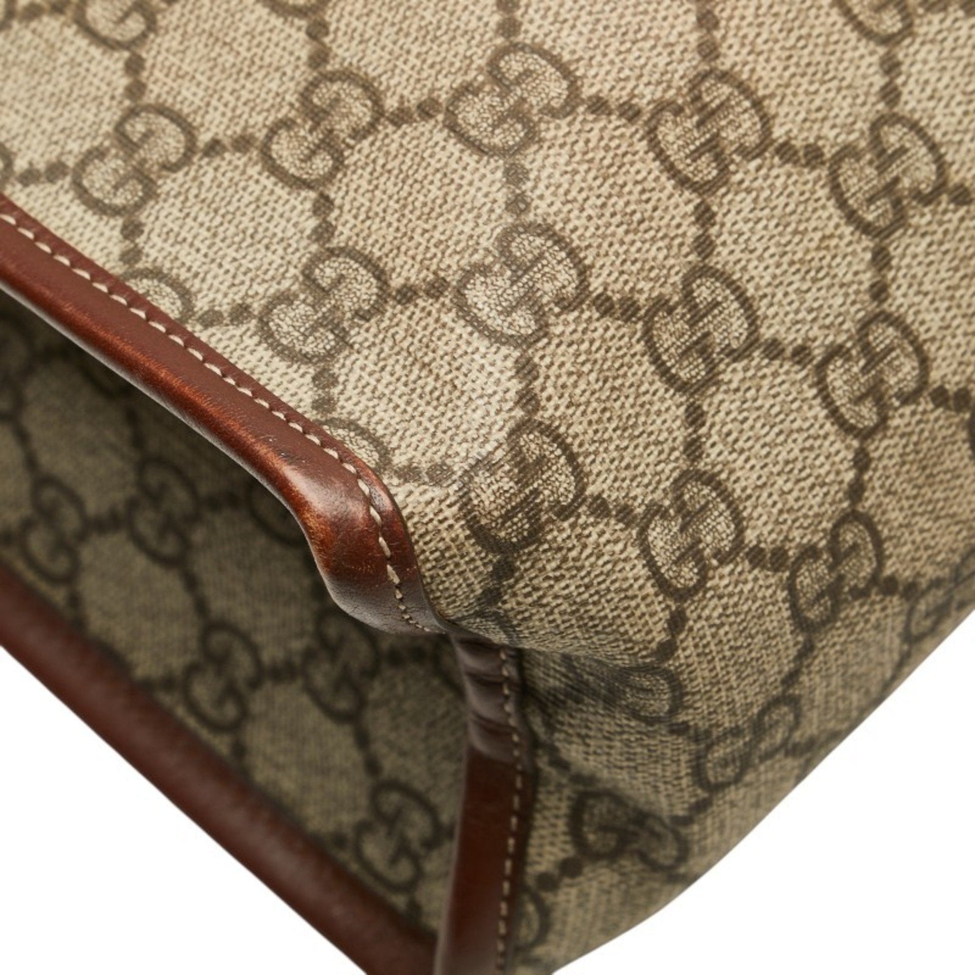 Gucci Beige Brown Pvc Leather Tote Bag
