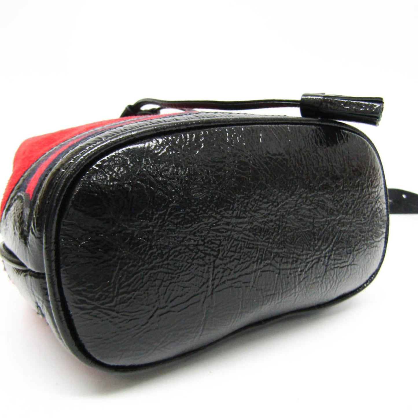 Gucci Black Navy Red Color Leather Suede Shoulder Bag