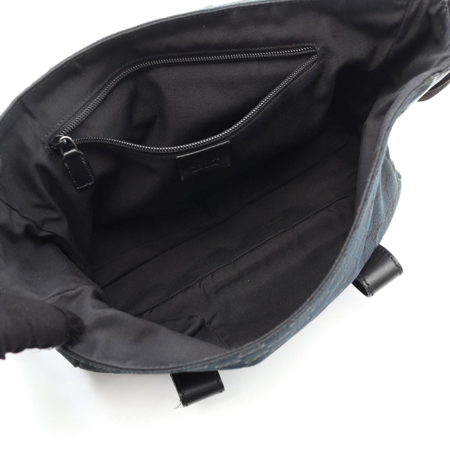 Gucci Black Navy Canvas Leather Shoulder Bag