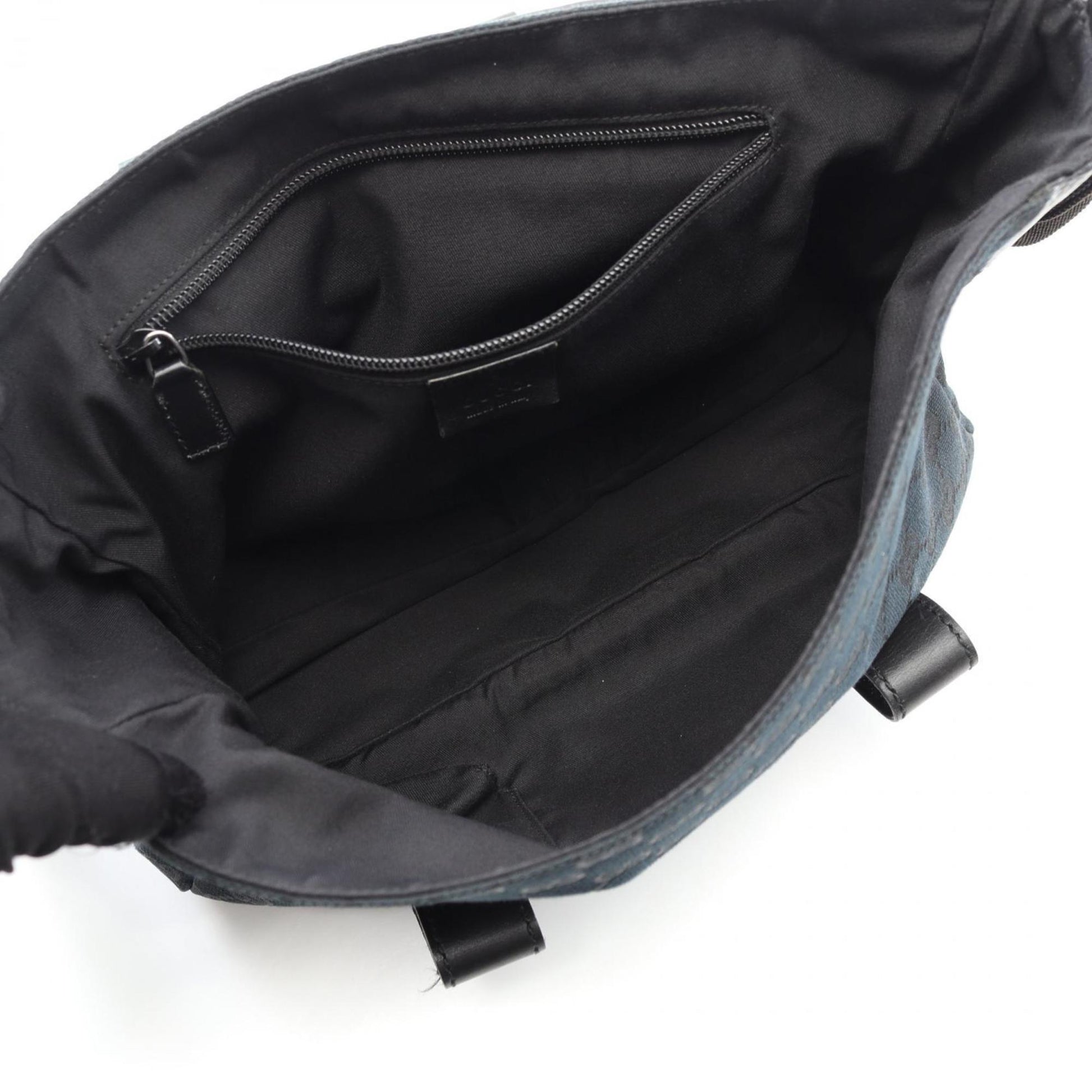 Gucci Black Navy Canvas Leather Shoulder Bag