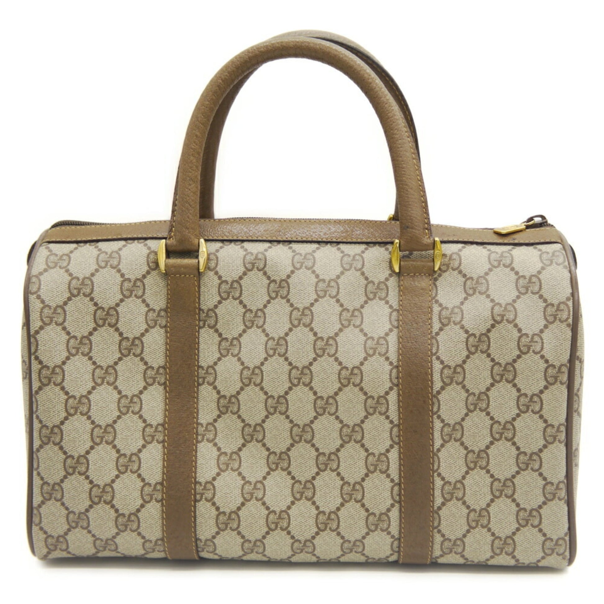 Gucci Beige Pvc Leather Boston Bag