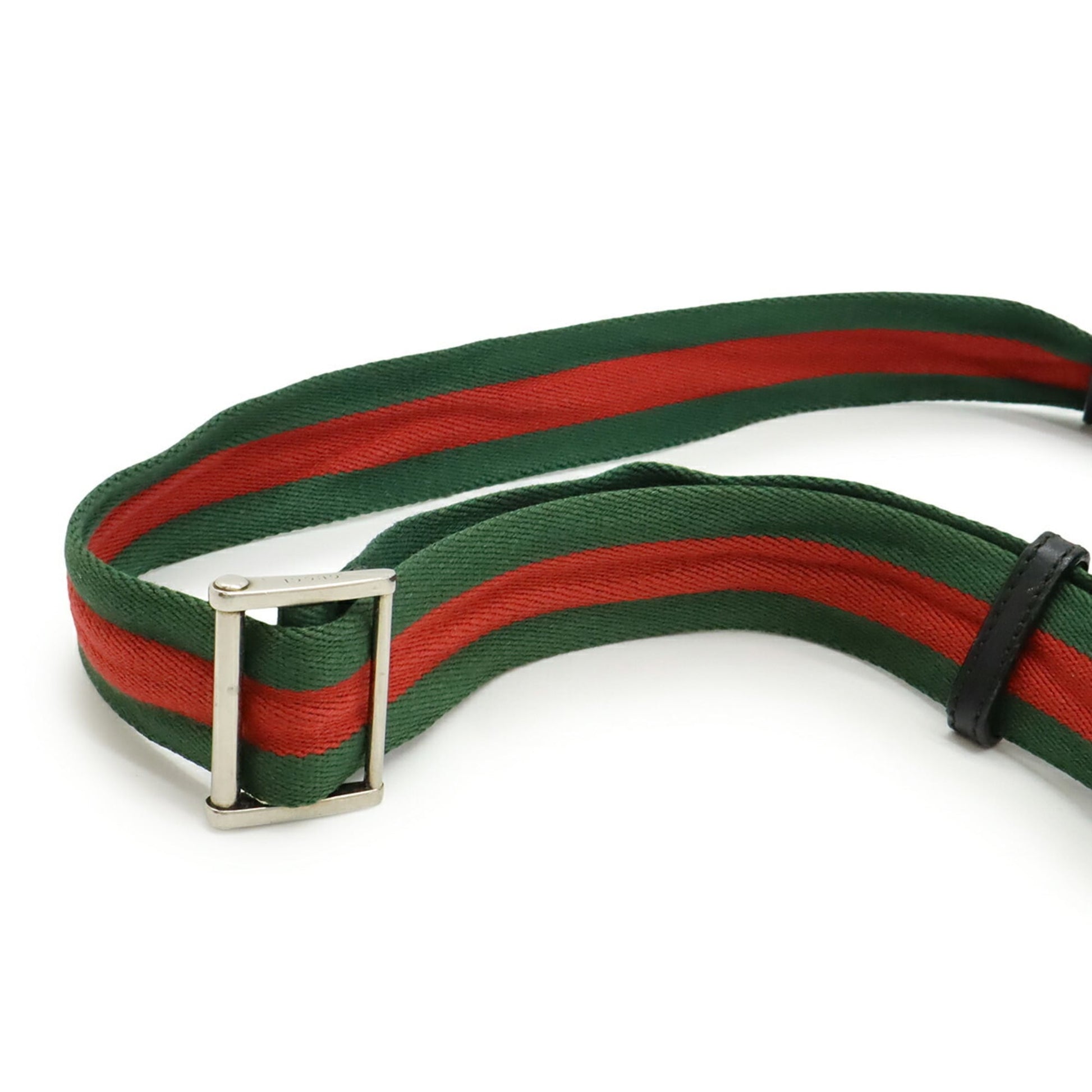 Gucci Black Green Red Color Nylon Canvas Leather Shoulder Bag Sling Bag