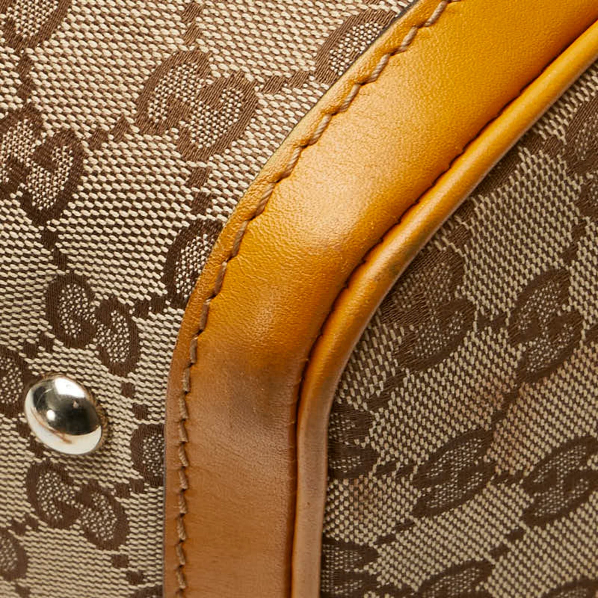 Gucci Beige Yellow Canvas Leather Shoulder Bag