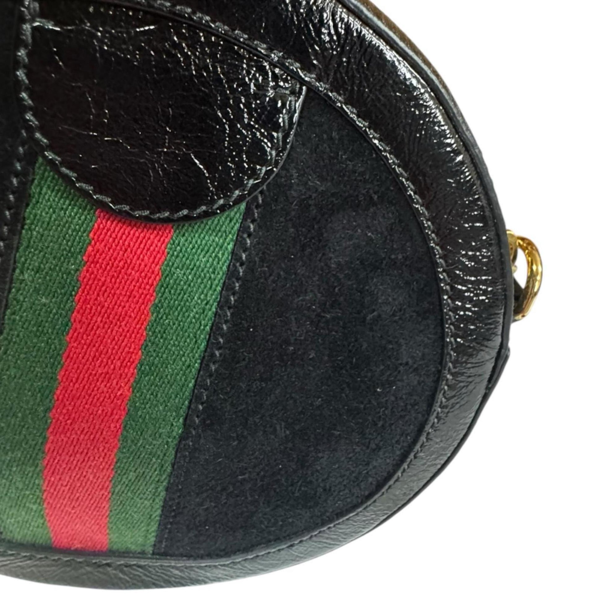 Gucci Black Patent Leather Suede Shoulder Bag