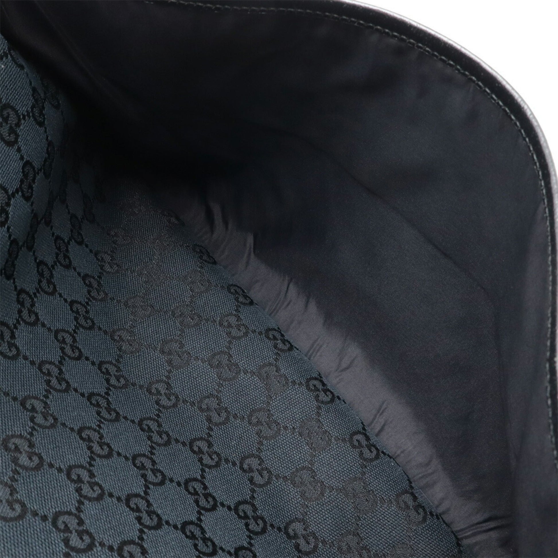 Gucci Black Gg Canvas Leather Shoulder Bag