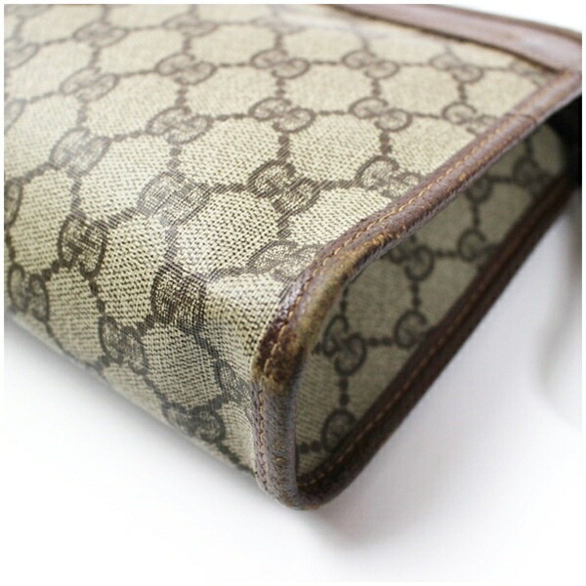 Gucci Beige Brown Pvc Leather Clutch Bag