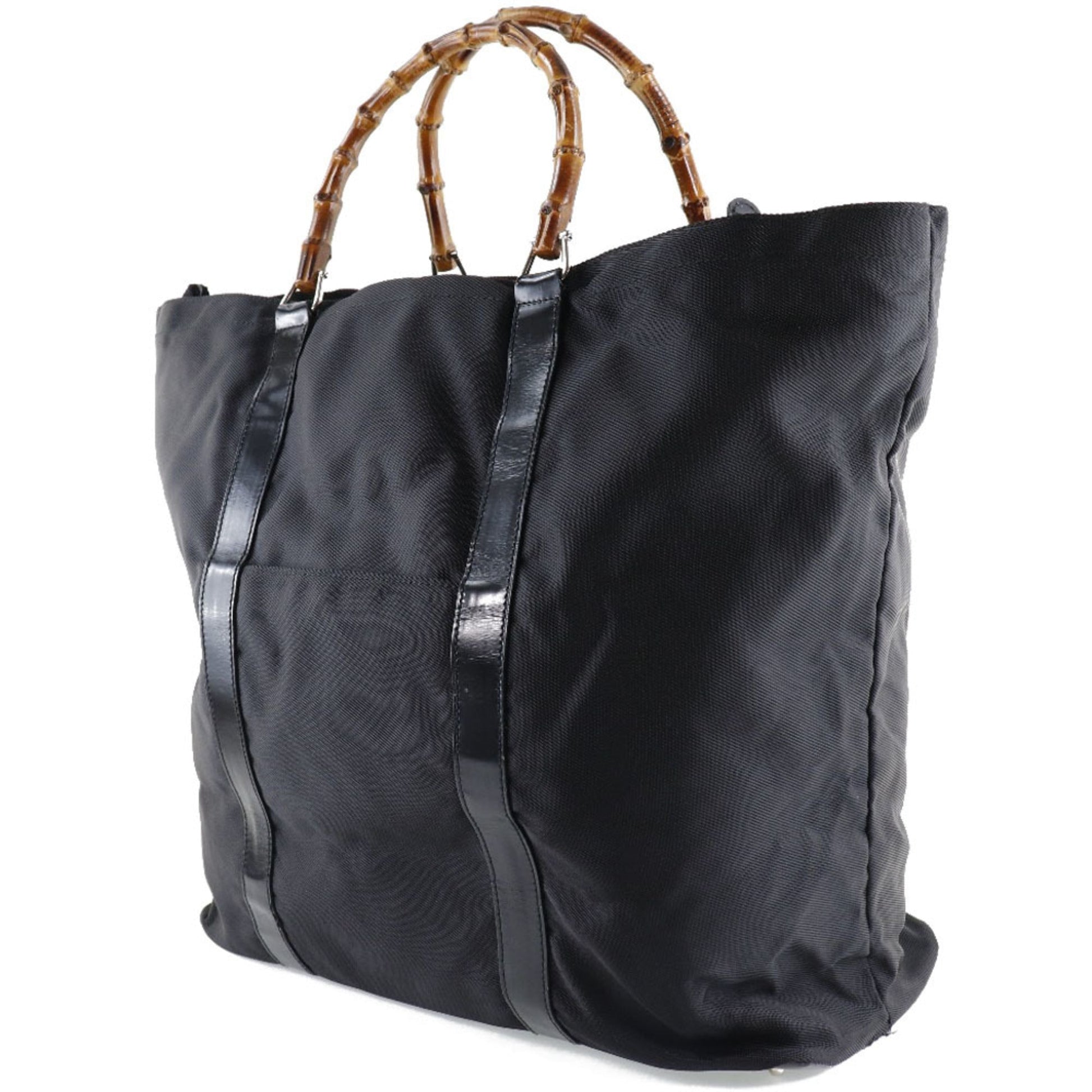 Gucci Black Brown Nylon Canvas Tote Bag