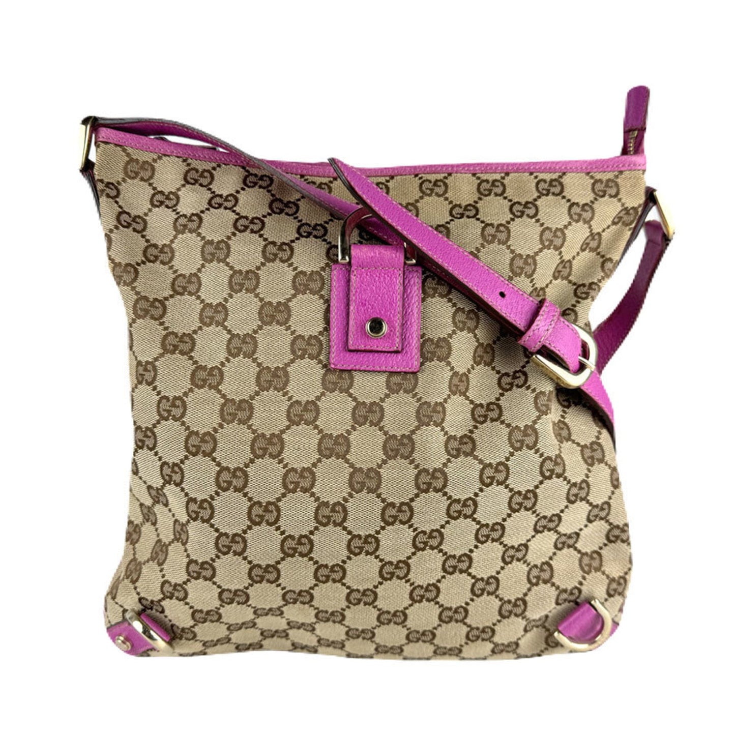 Gucci Brown Purple Gg Canvas Leather Shoulder Bag