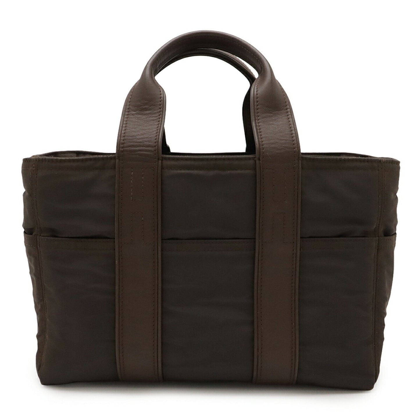 Hermes Handbag Tote Bag Leather Nylon Brown