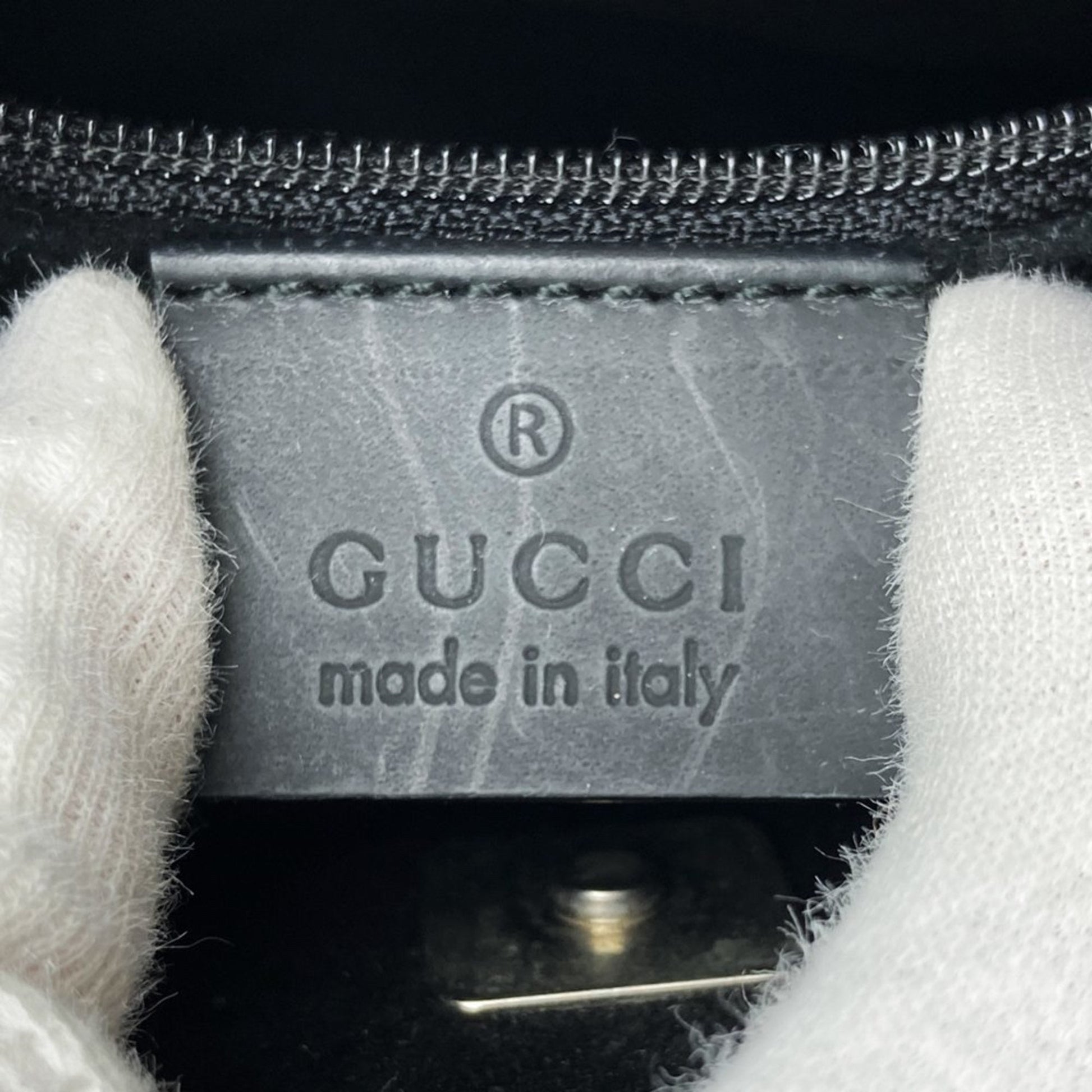 Gucci Black Red Color Leather Bamboo Shoulder Bag
