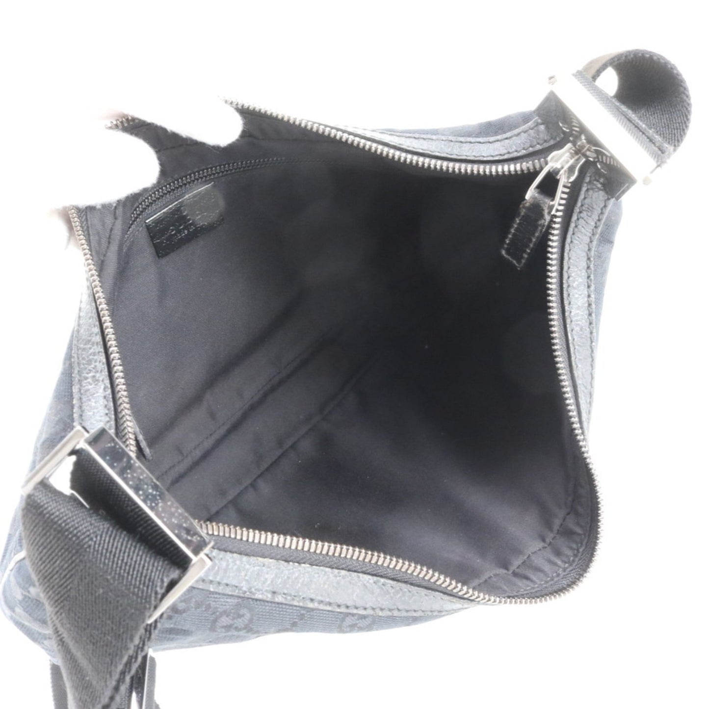 Gucci Black Leather Canvas Shoulder Bag