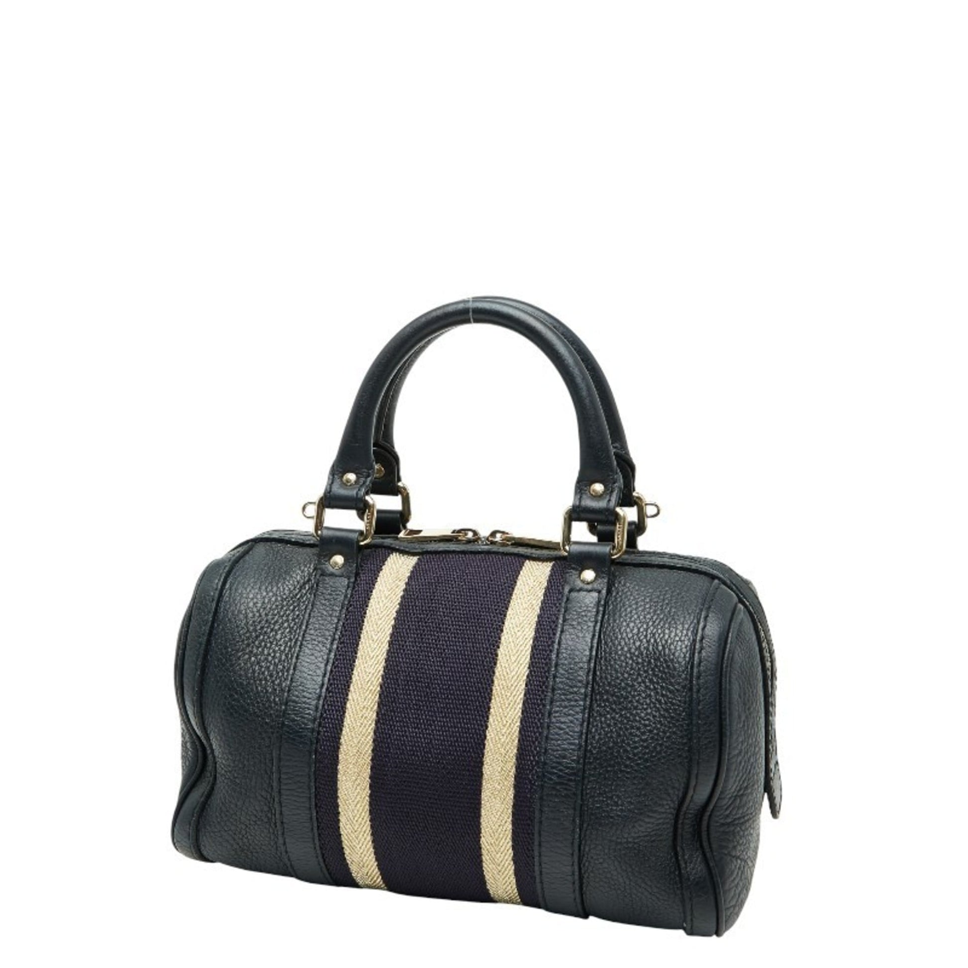 Gucci Black Multi-Color Canvas Leather Boston Bag Shoulder Bag
