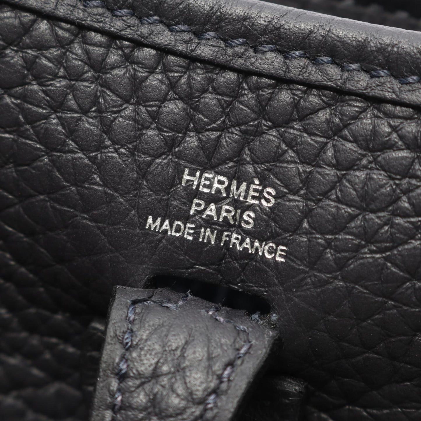 Hermes Taurillon Clemence Shoulder Bag Leather Navy