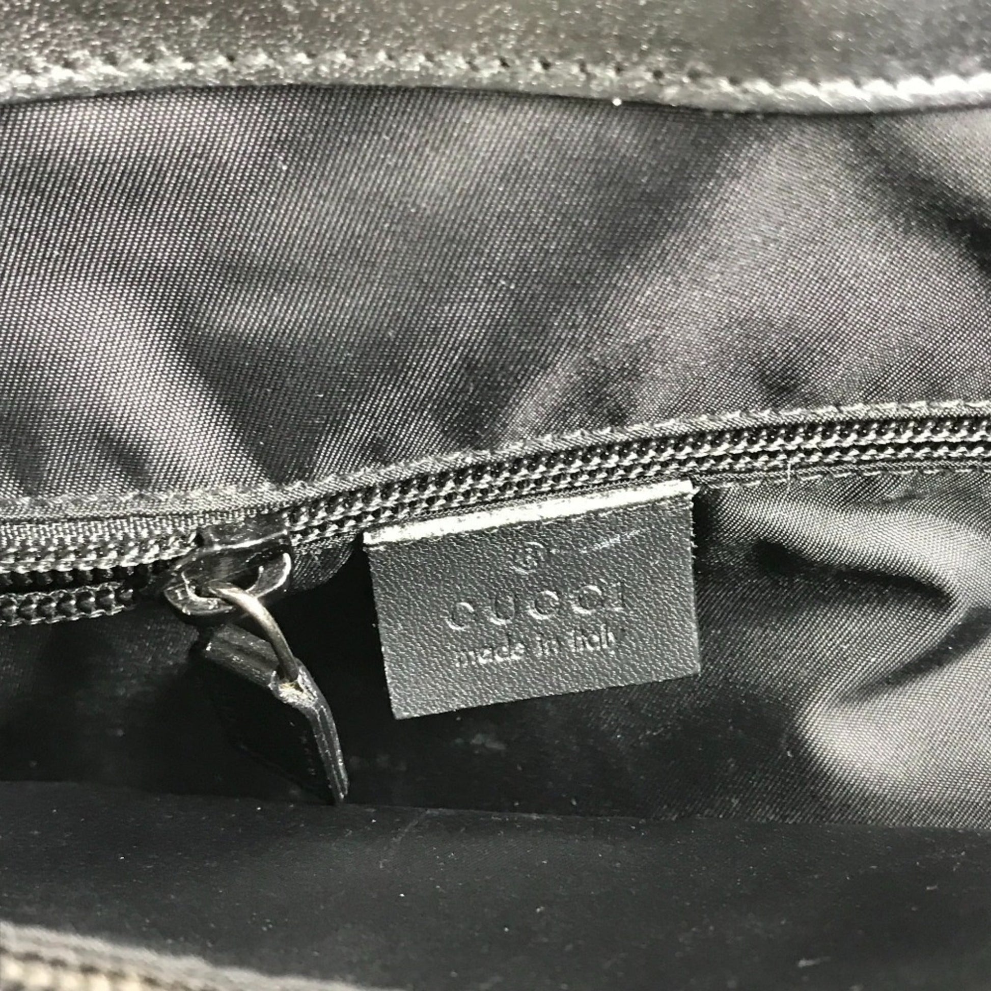Gucci Black Nylon Leather Handbag Tote Bag