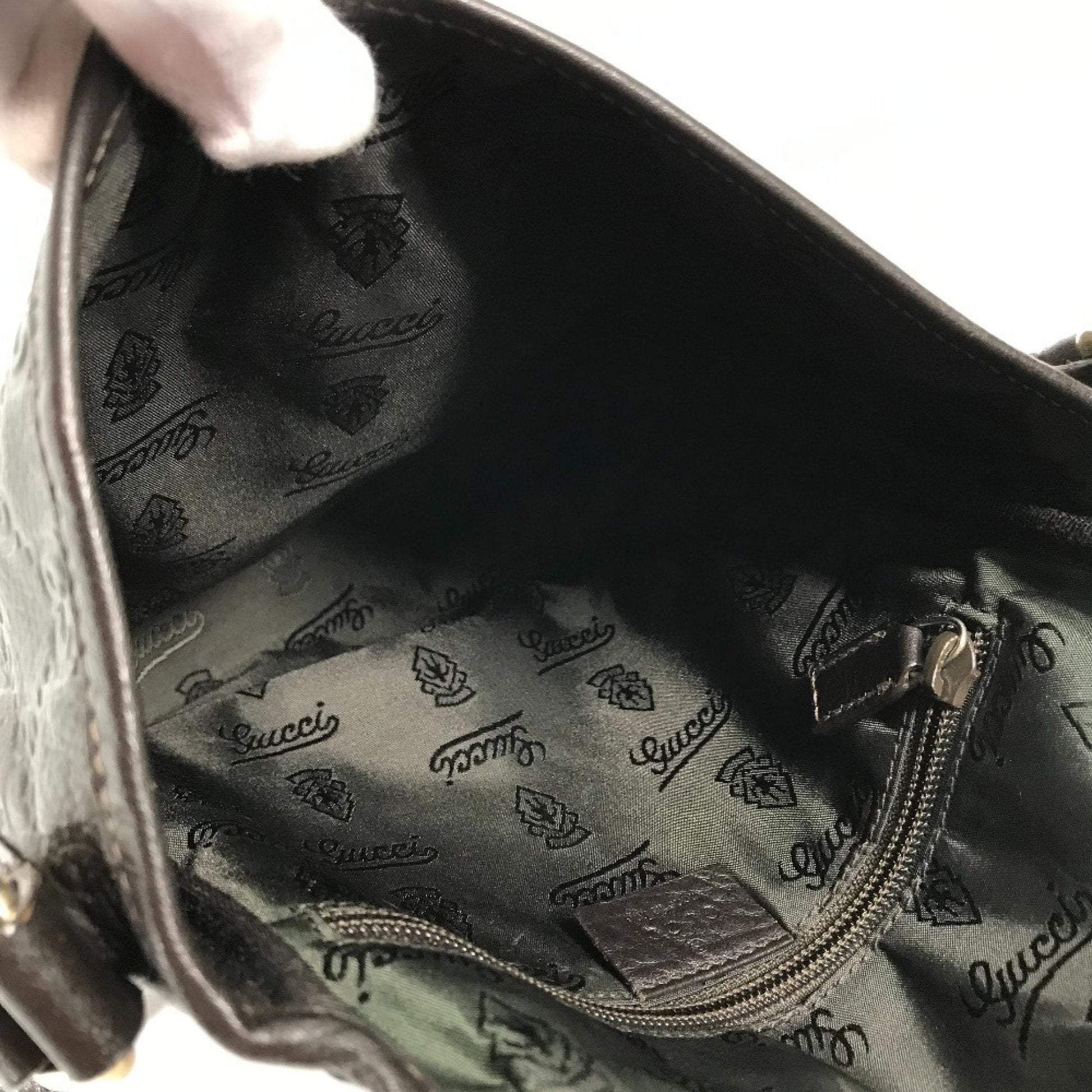 Gucci Dark Brown Leather Pochette Shoulder Bag