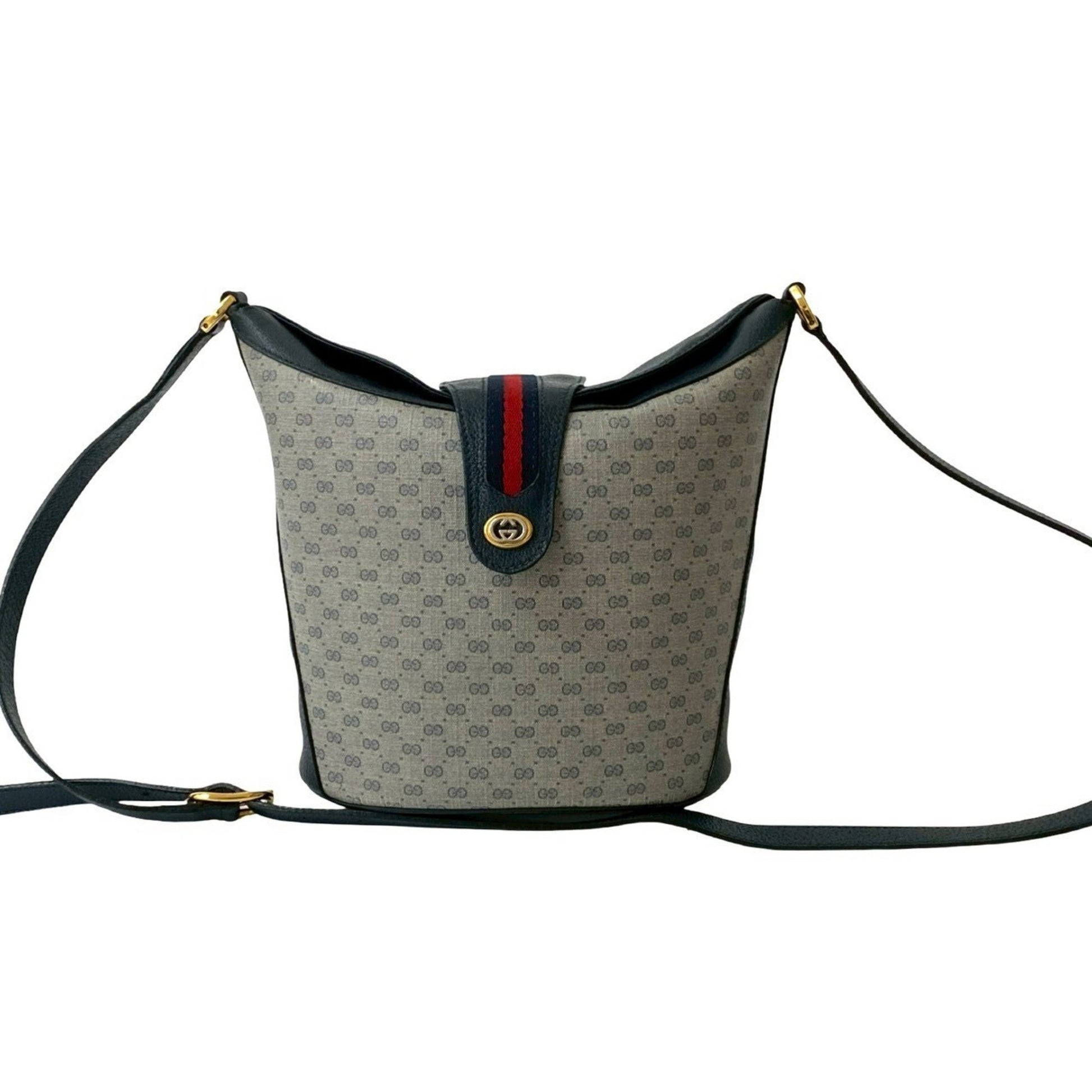 Gucci Navy Red Color Leather Pvc Shoulder Bag