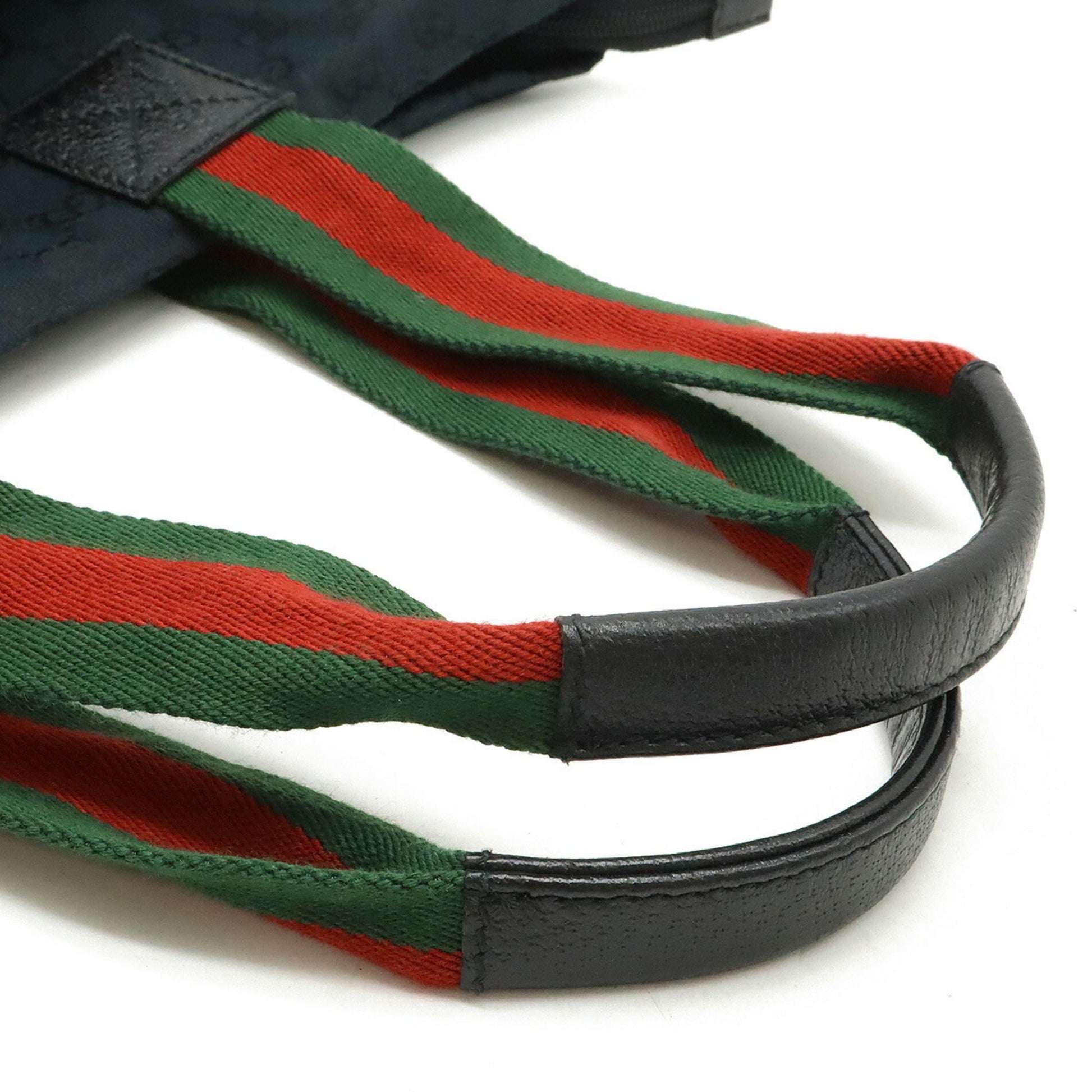Gucci Black Green Red Color Canvas Leather Shoulder Bag Tote Bag