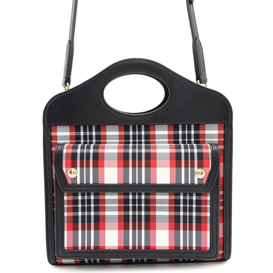 Burberry Color Handbag Shoulder Bag Leather Nylon Black
