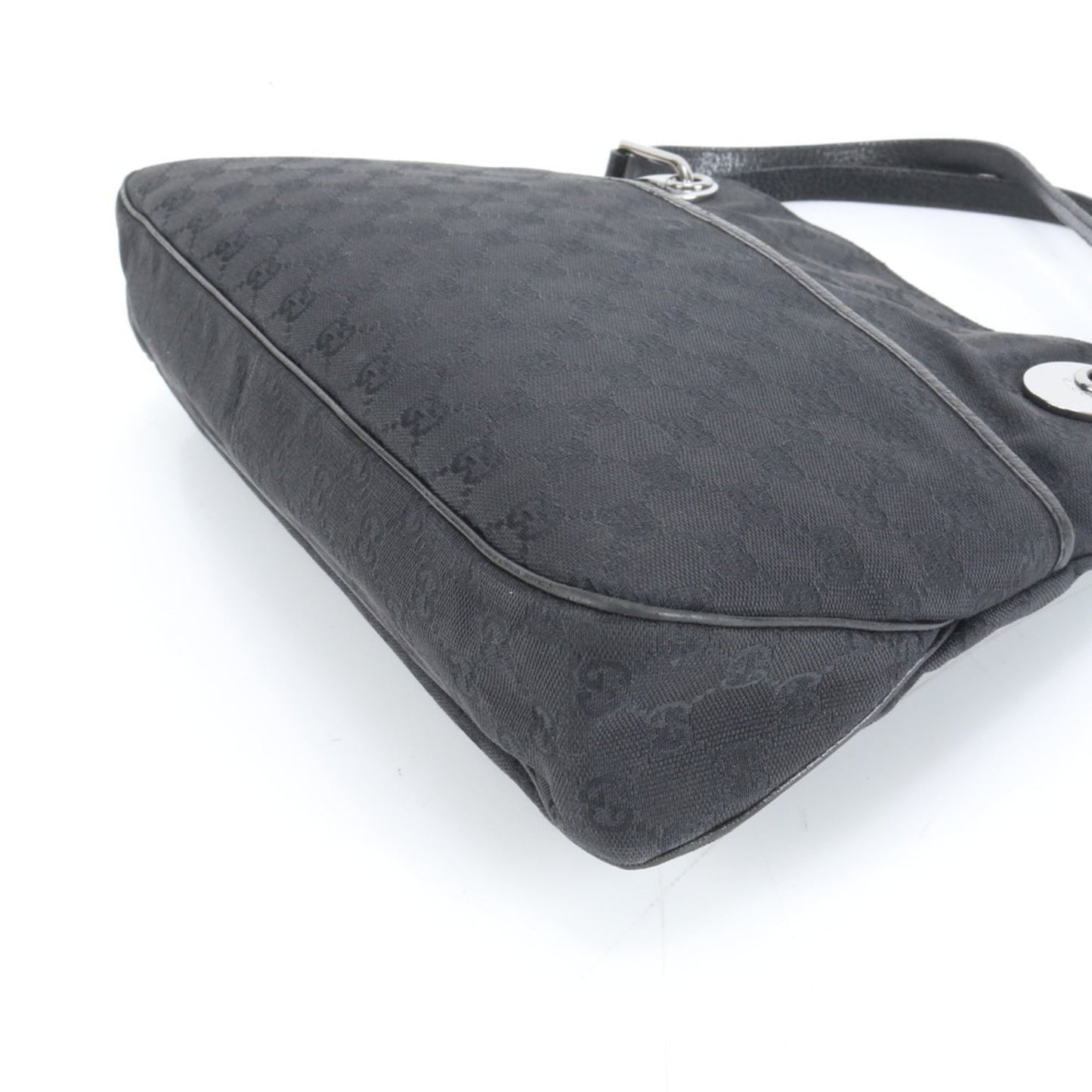 Gucci Black Leather Canvas Tote Bag
