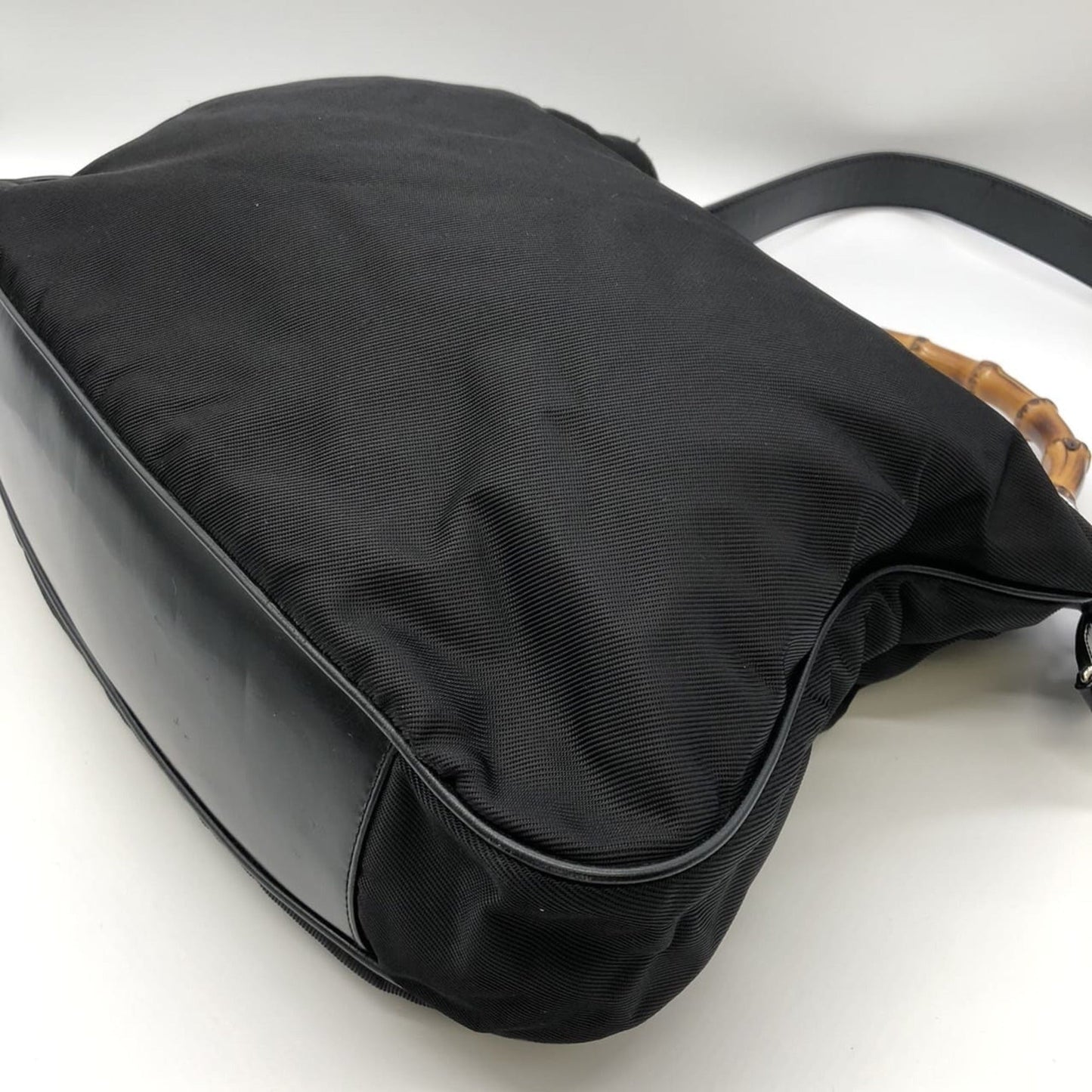 Gucci Black Bamboo Nylon Handbag Shoulder Bag