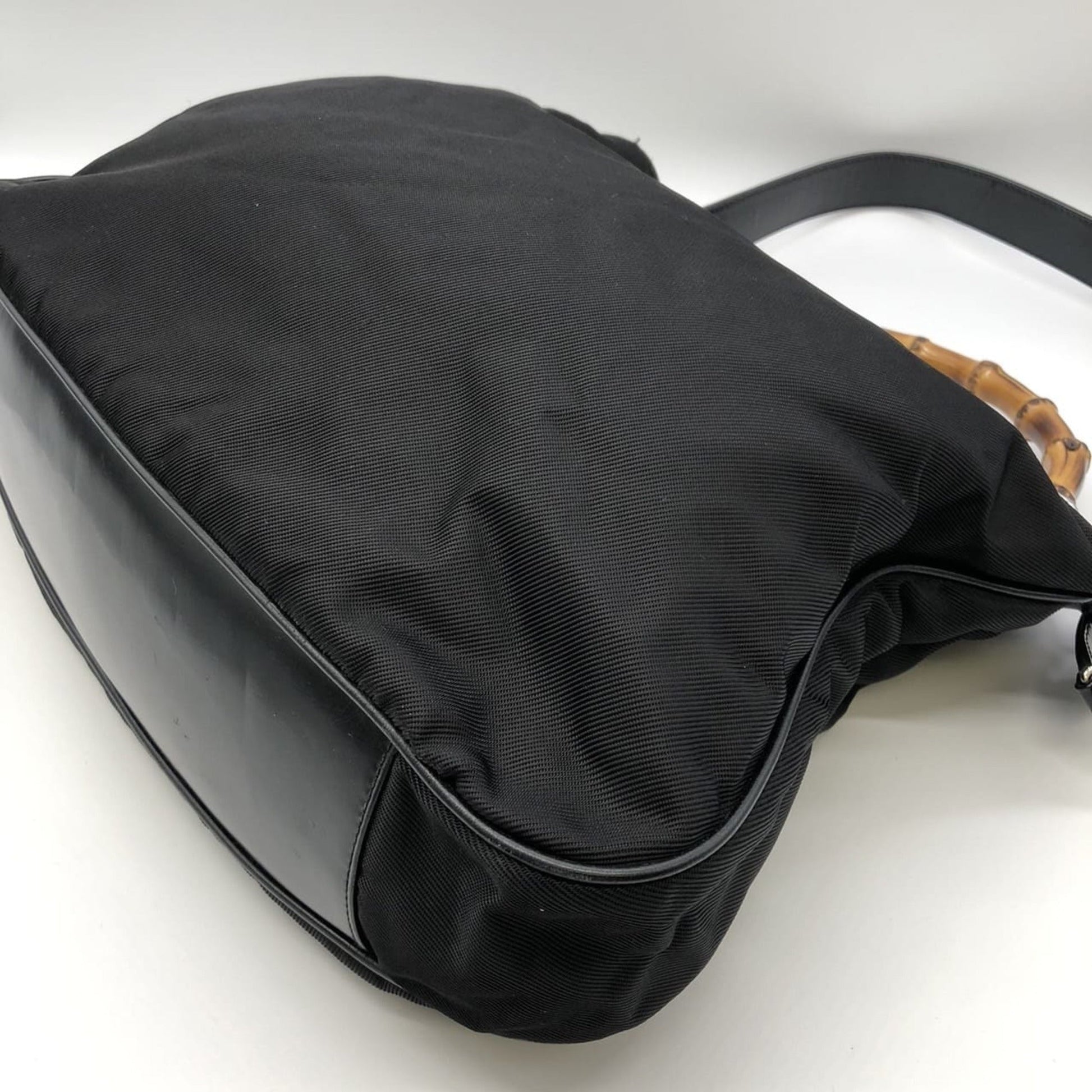 Gucci Black Bamboo Nylon Handbag Shoulder Bag