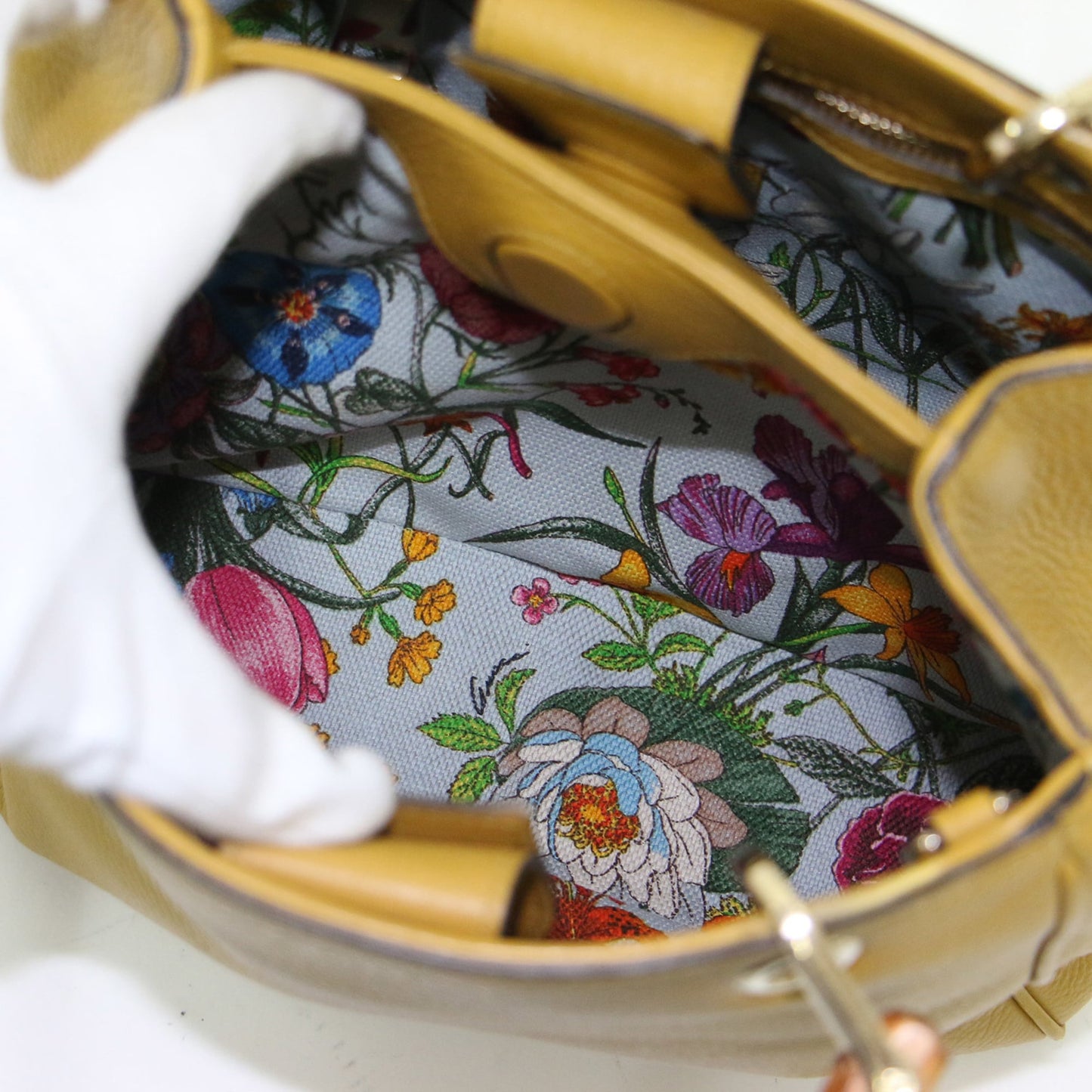 Gucci Mustard Leather Canvas Handbag Shoulder Bag