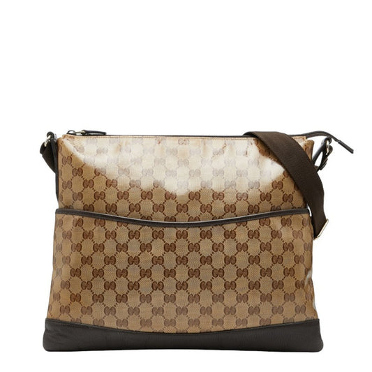 Gucci Beige Brown Pvc Leather Shoulder Bag
