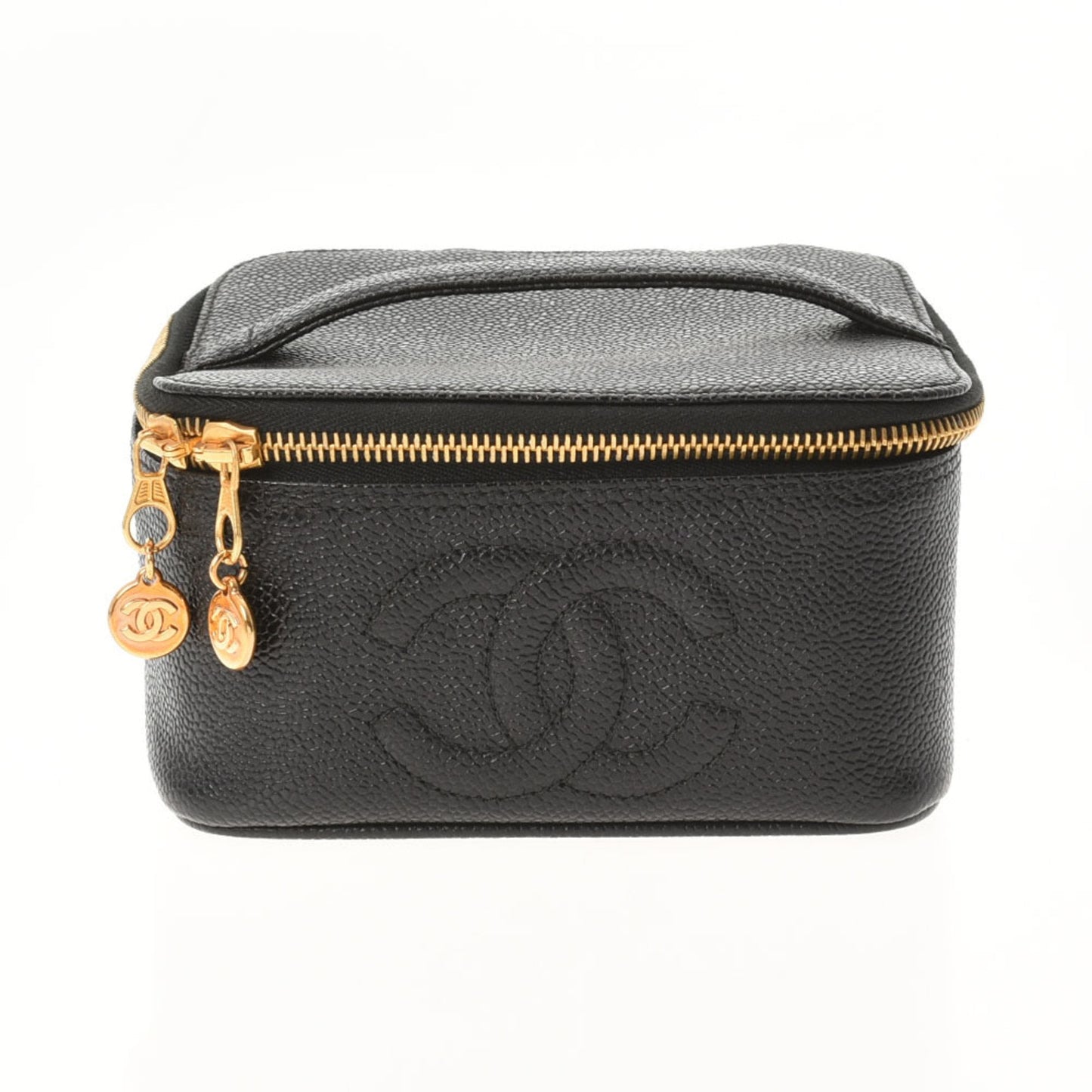 CHANEL Horizontal Vanity Bag Black Women's Caviar Skin Handbag