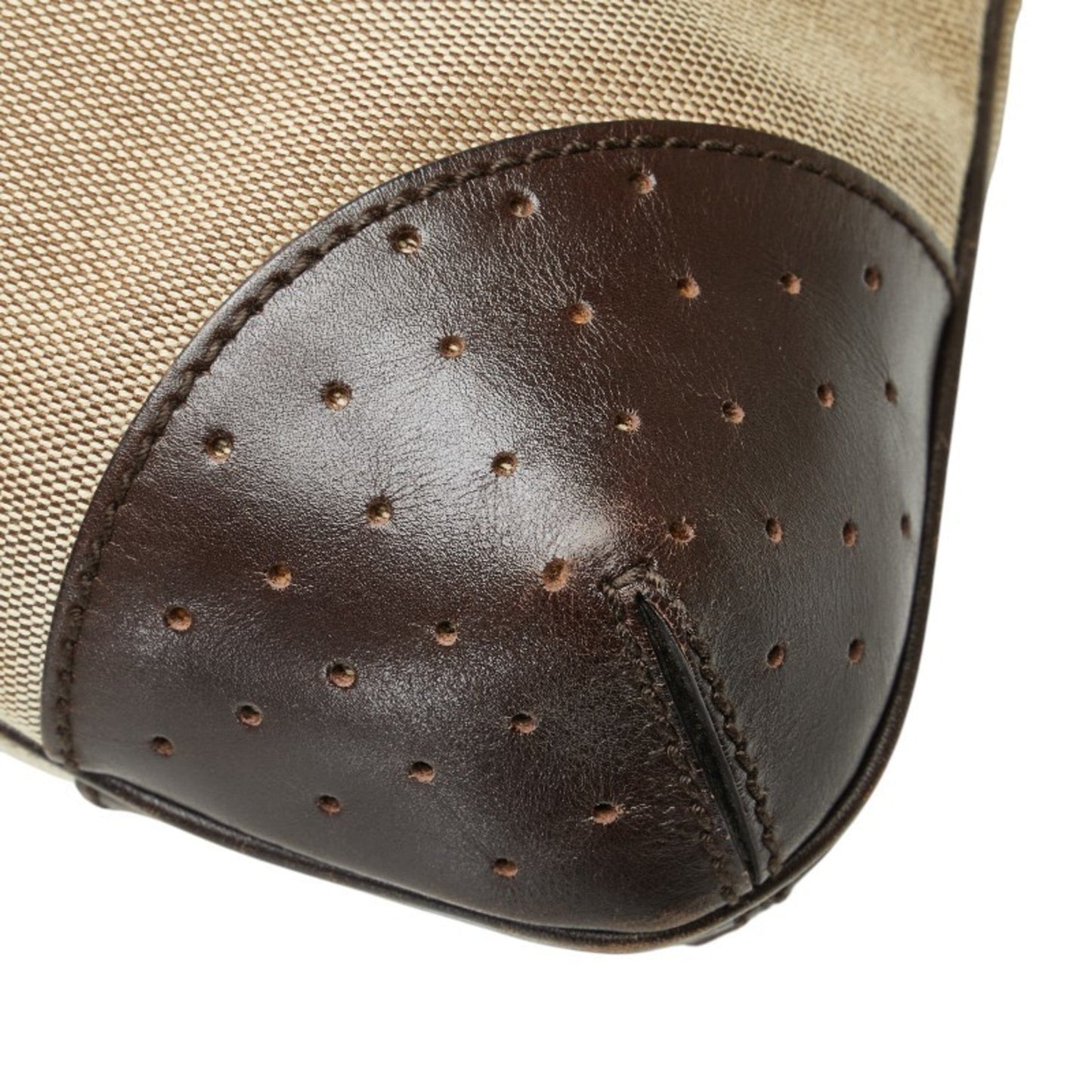 Gucci Beige Brown Canvas Leather Handbag