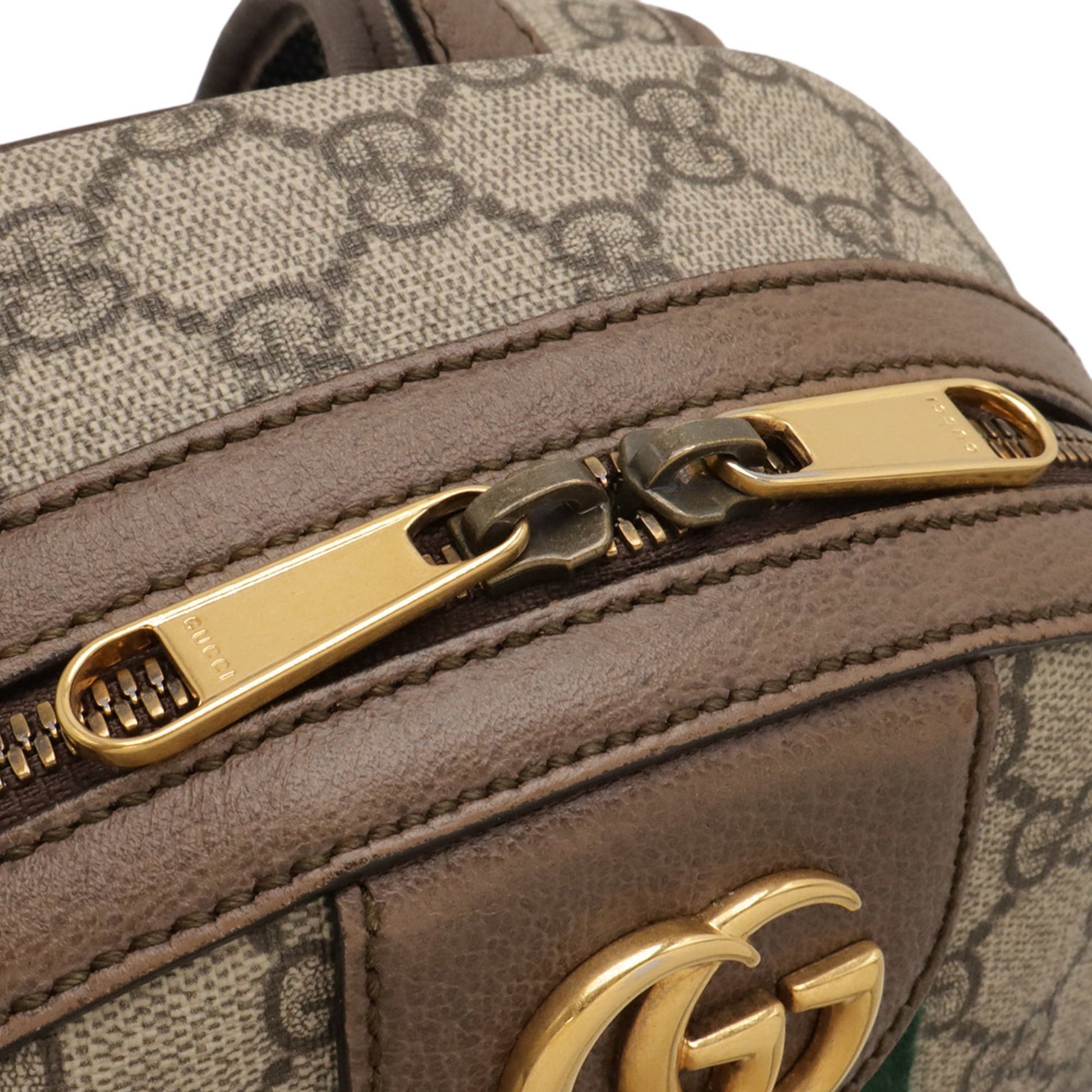 Gucci Beige Brown Green Red Color Gg Supreme Canvas Pvc Leather Backpack