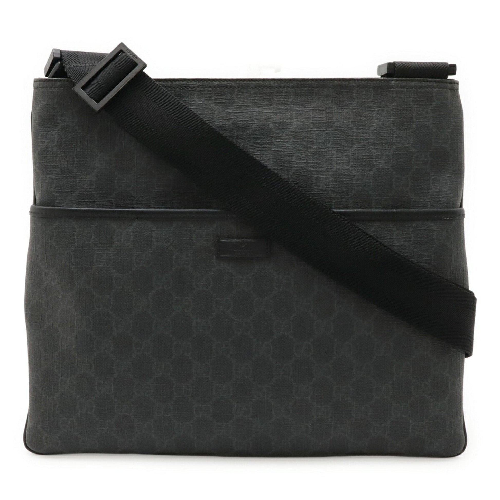 Gucci Black Gray Gg Supreme Leather Shoulder Bag