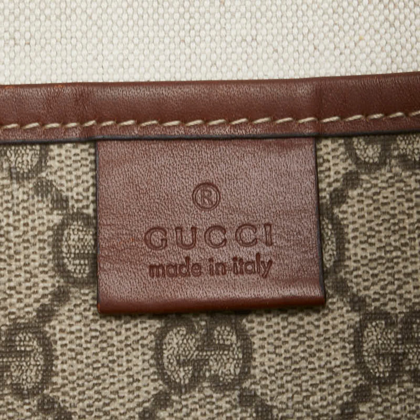 Gucci Sherry Line Beige Brown Pvc Leather Tote Bag