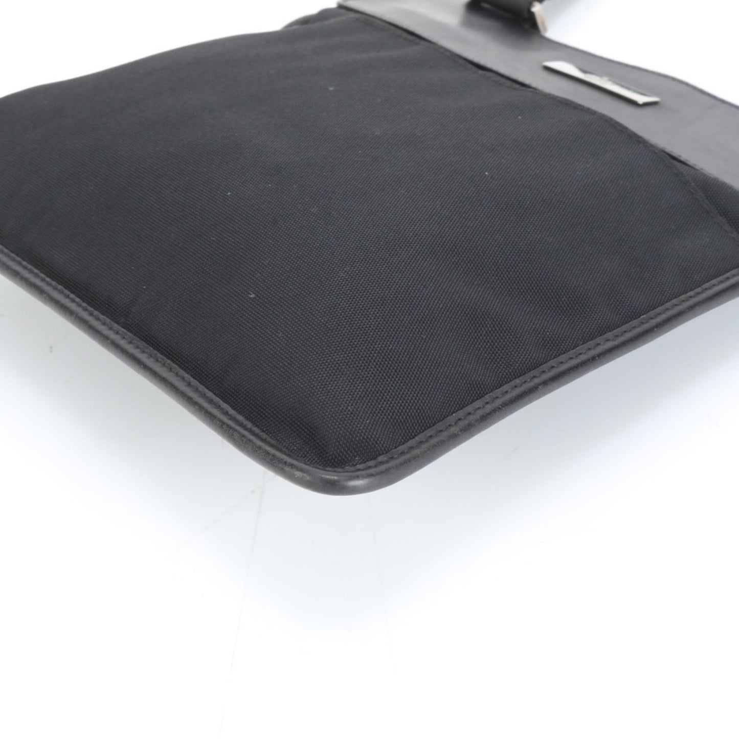 Gucci Black Leather Nylon Shoulder Bag
