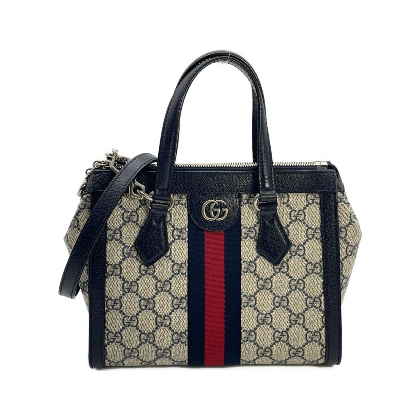 Gucci Beige Blue Gg Supreme Leather Handbag