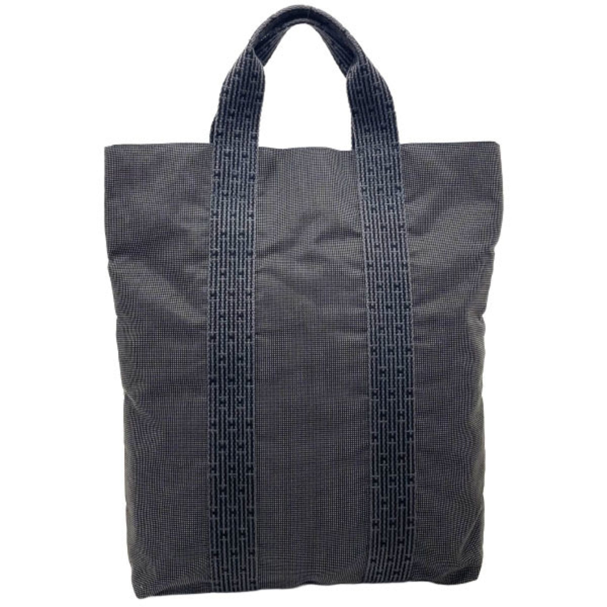 Hermes Her Line Handbag Tote Bag Canvas Nylon Gray