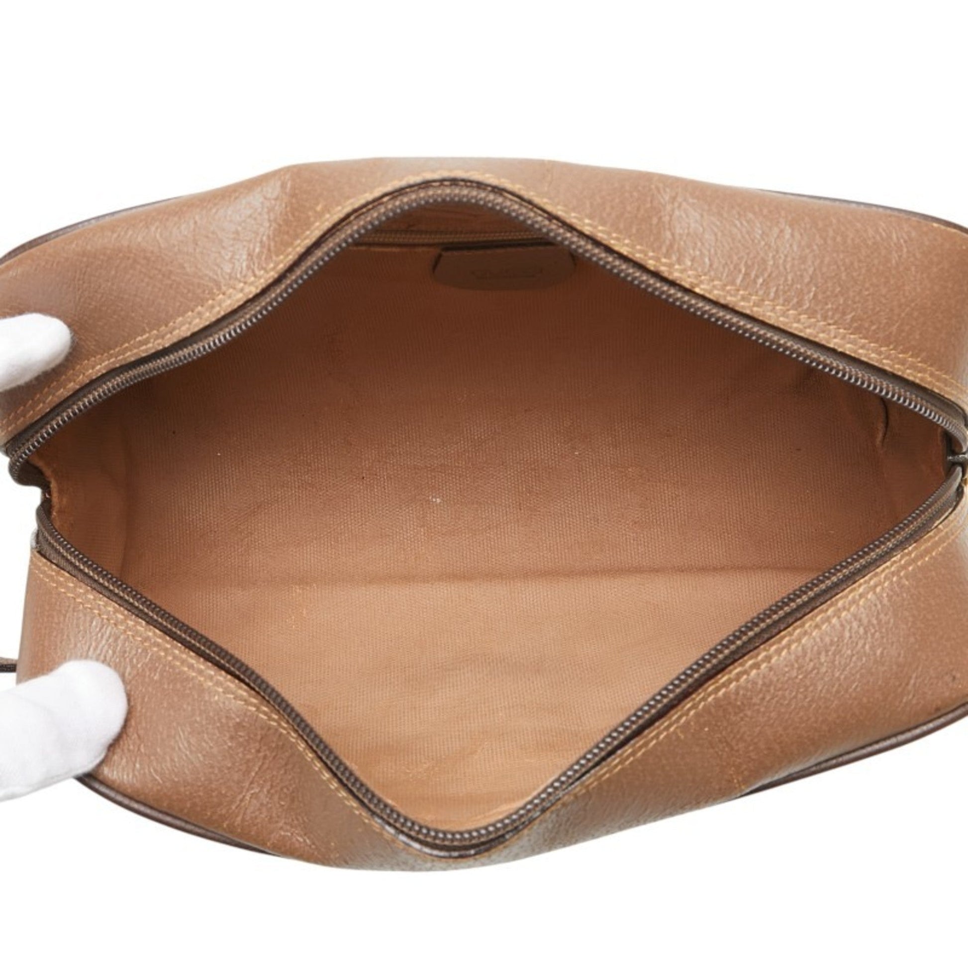 Gucci Beige Brown Pvc Leather Clutch Bag Pouch