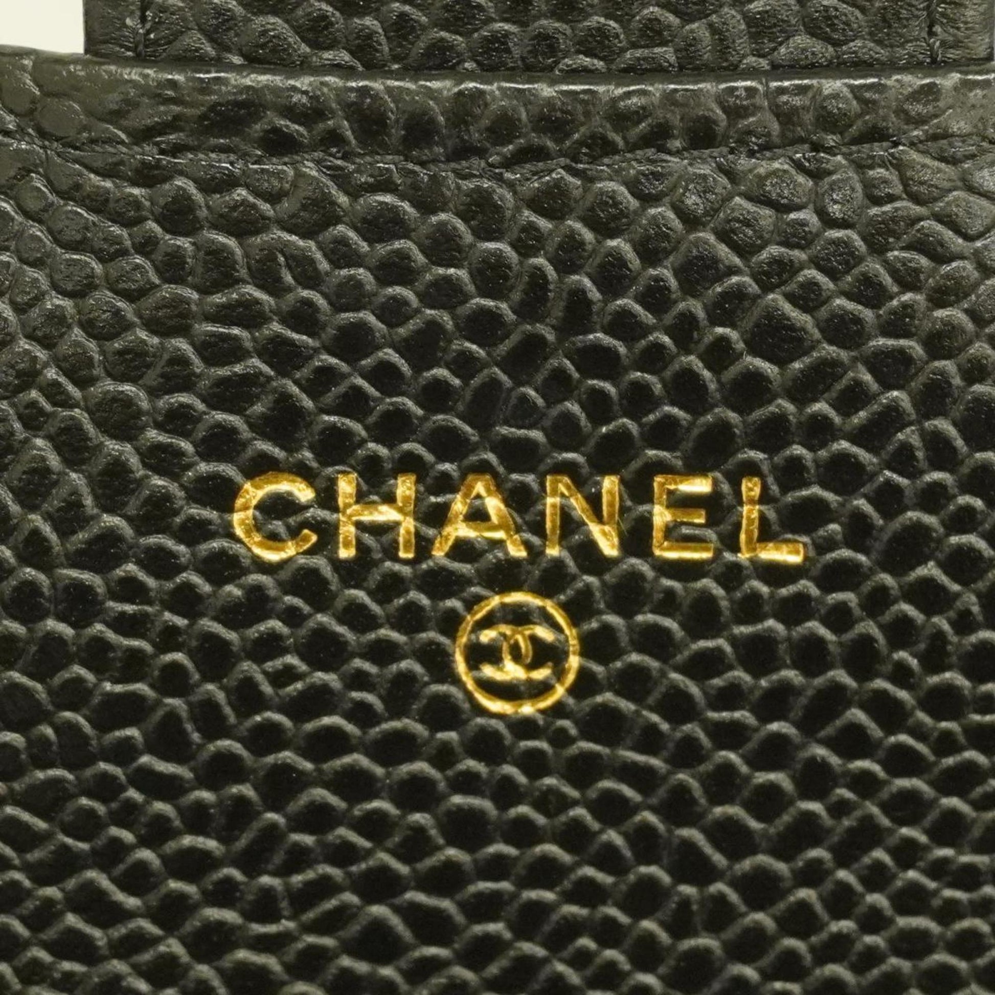 Chanel Long Wallet Matelasse Caviar Skin Black Women's