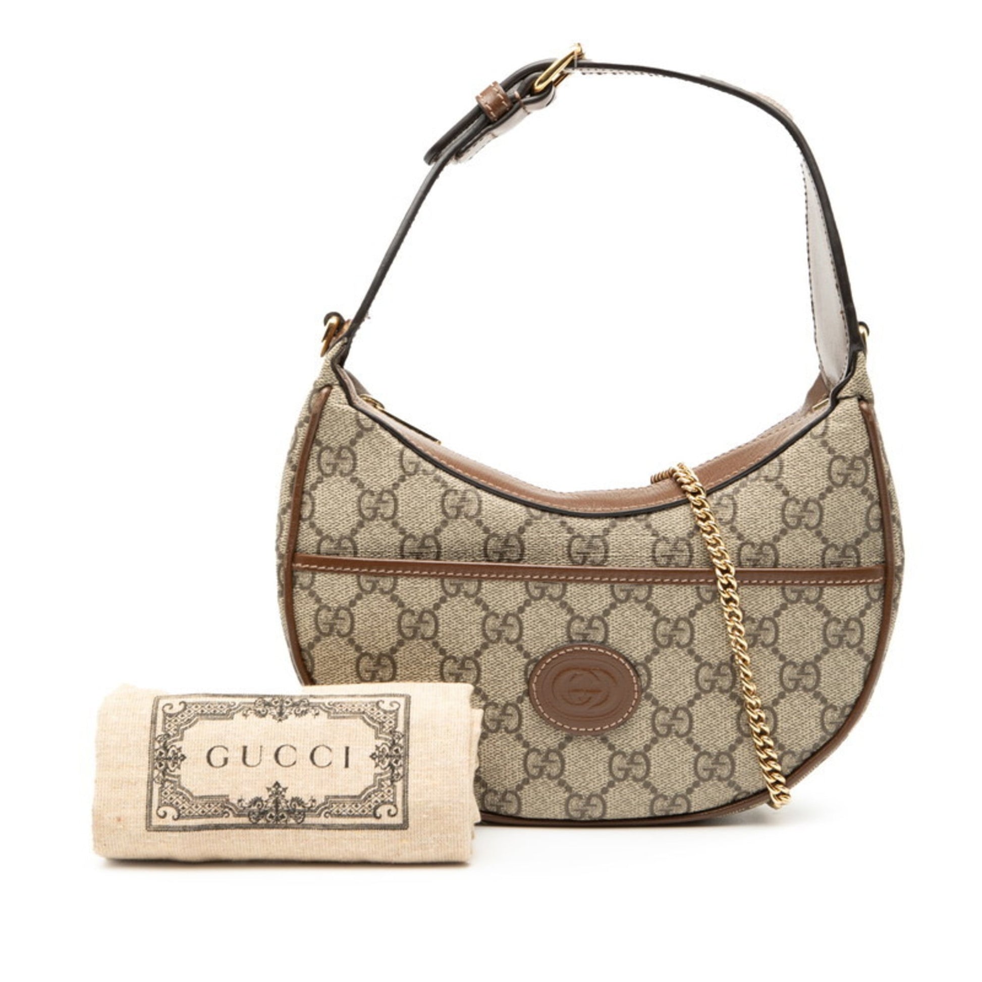 Gucci Beige Brown Gg Supreme Leather Shoulder Bag