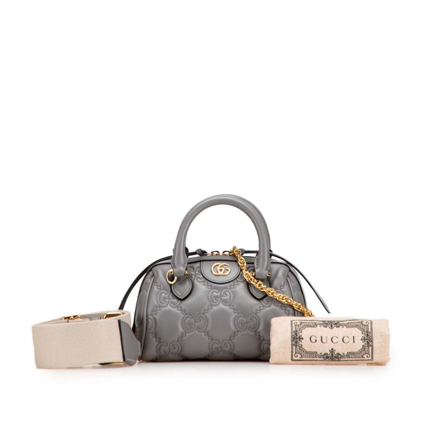 Gucci Gray Leather Boston Bag Shoulder Bag