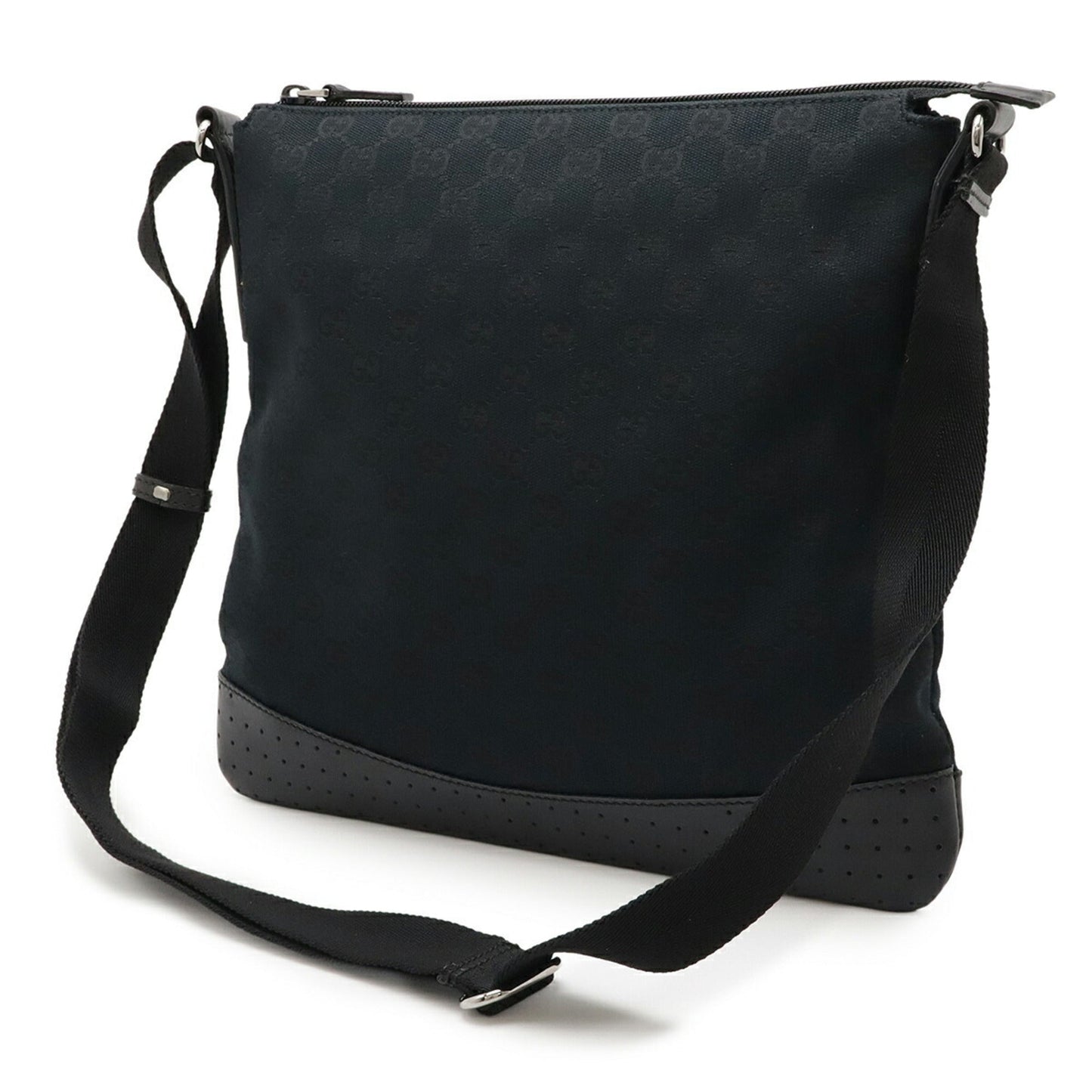 Gucci Black Canvas Leather Shoulder Bag