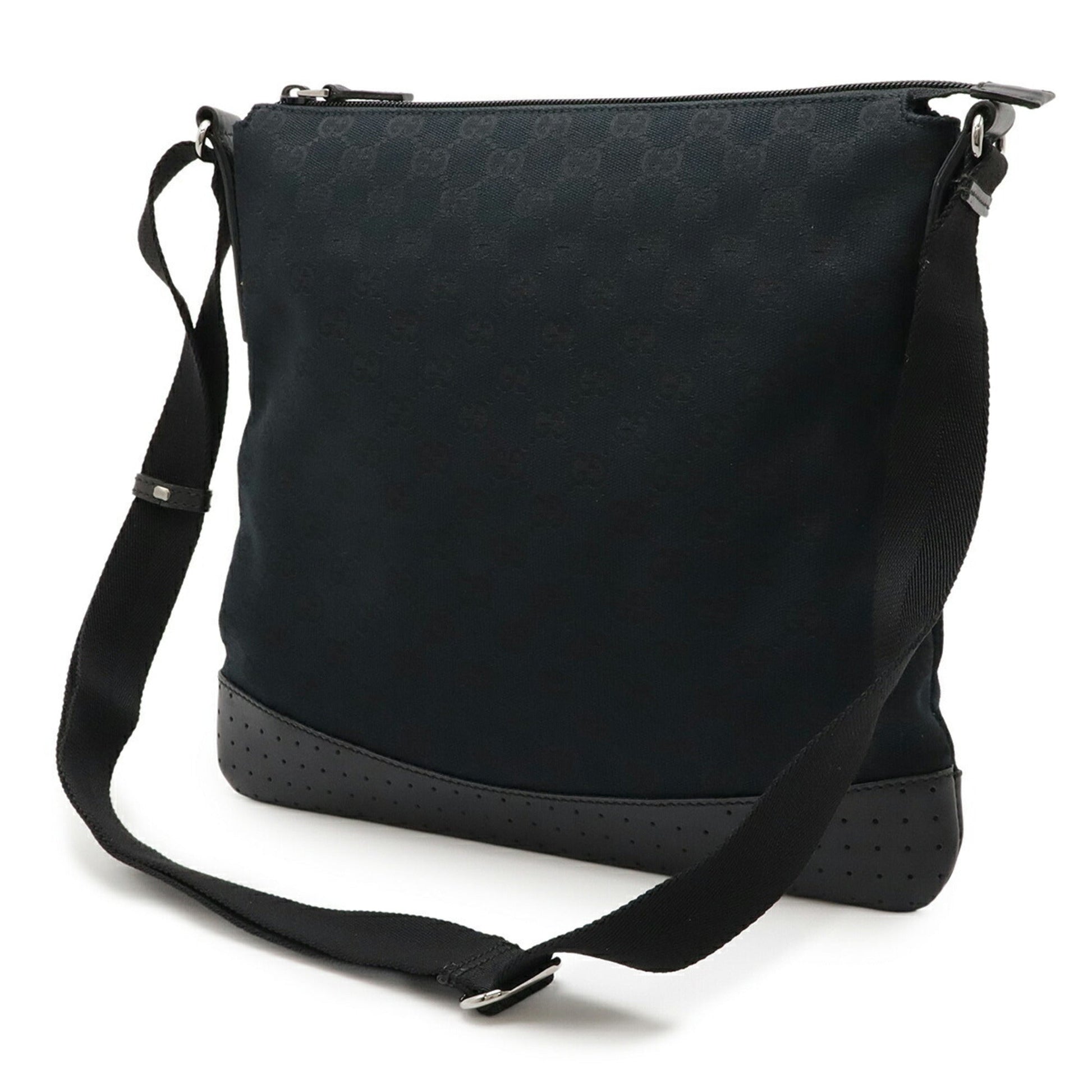 Gucci Black Canvas Leather Shoulder Bag