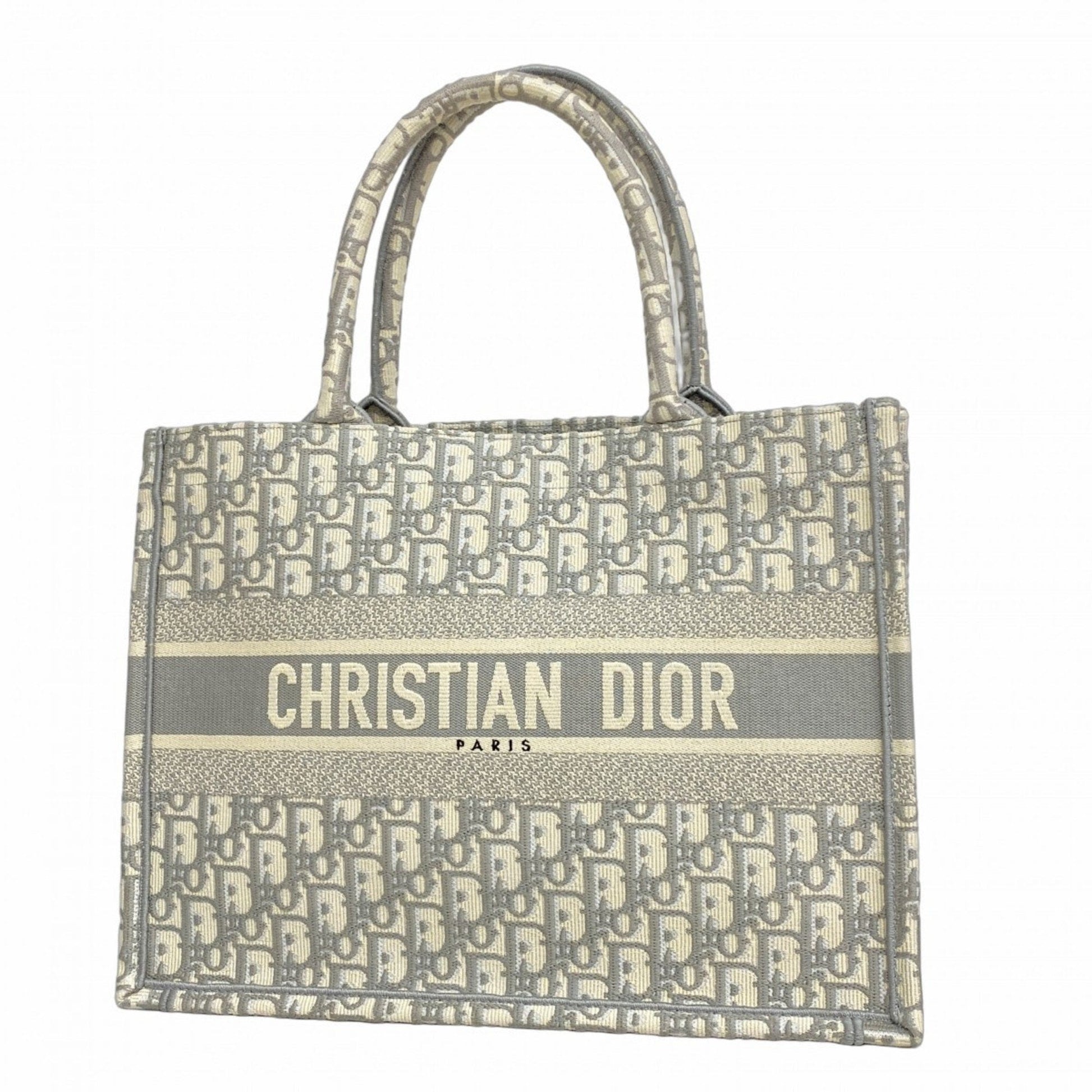 Dior Handbag Christian Tote Bag Canvas White Gray