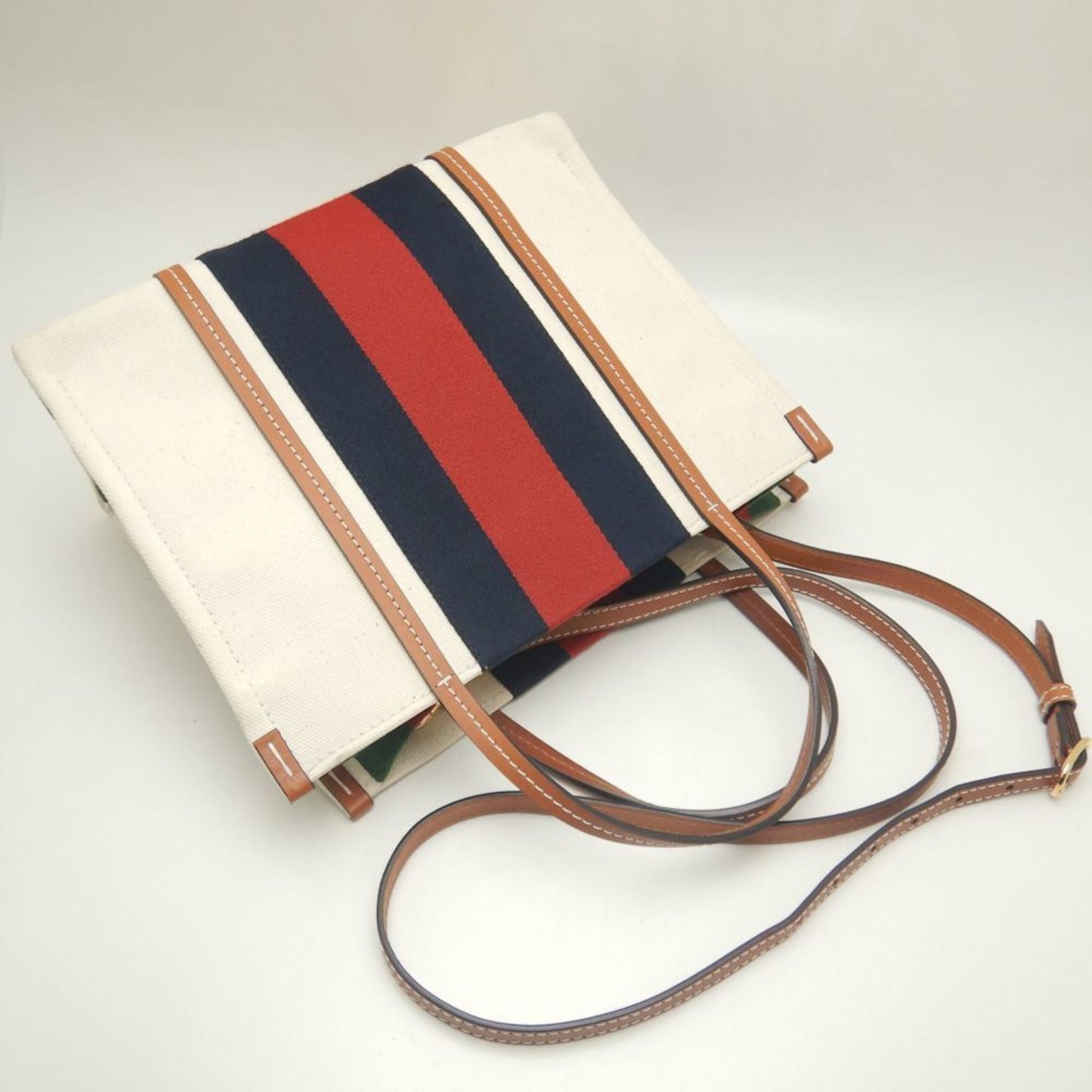 Gucci Brown Ivory Canvas Tote Bag