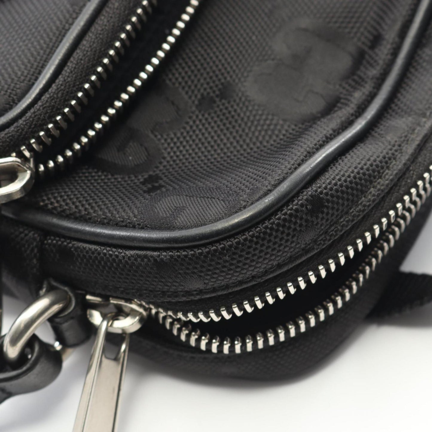 Gucci Black Leather Nylon Canvas Shoulder Bag