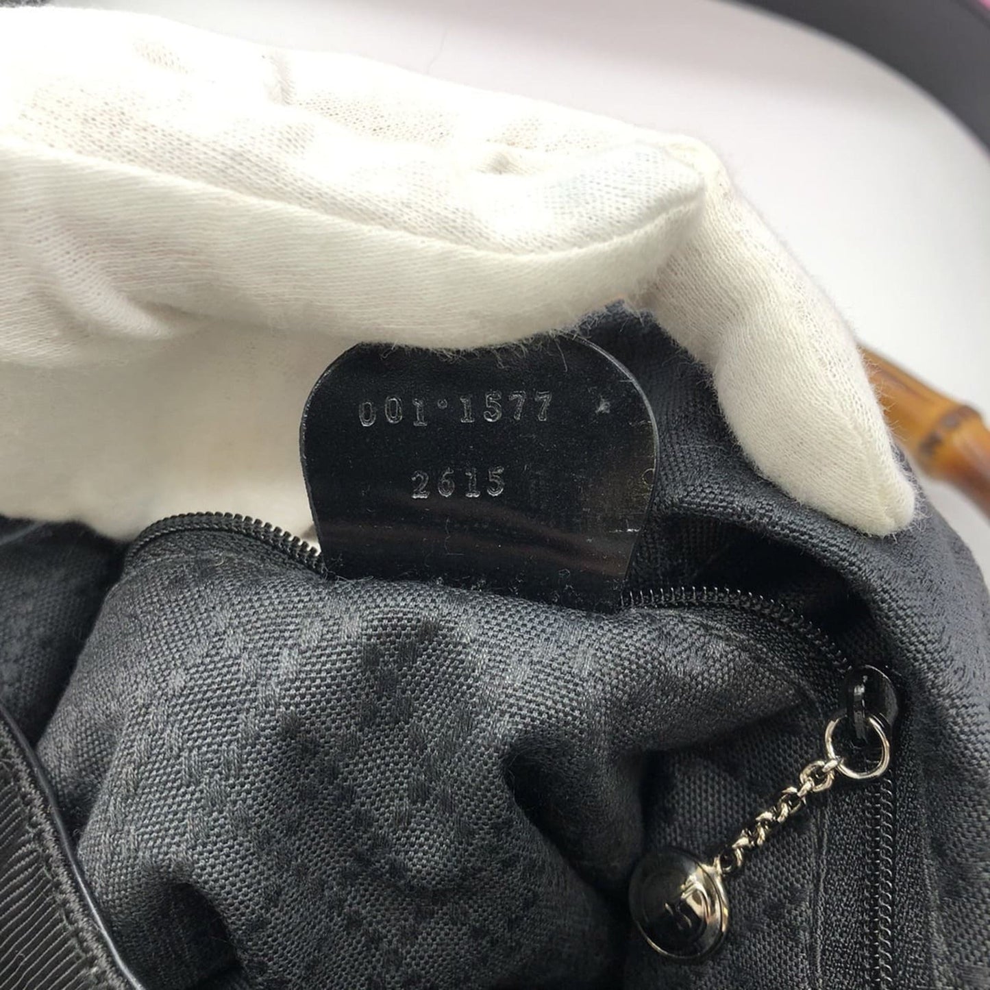 Gucci Black Bamboo Nylon Handbag Shoulder Bag